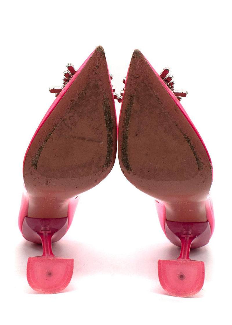 Amina Muaddi Begum Emellished Pink PVC Pump
