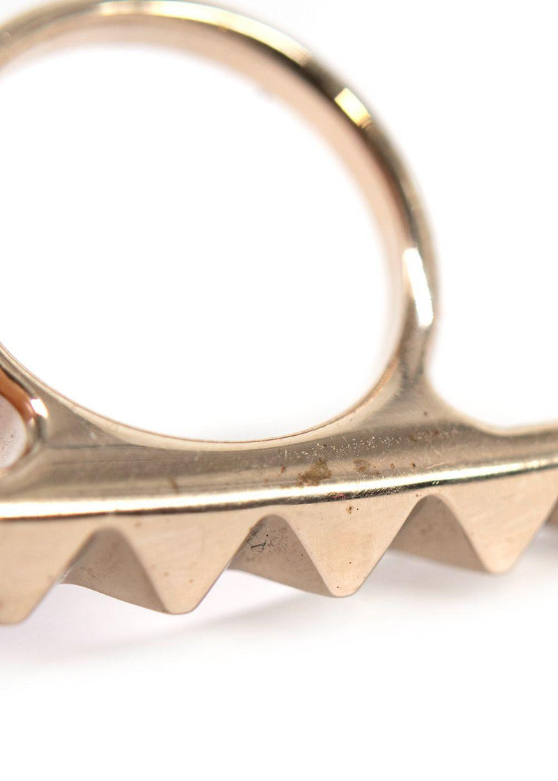 Valentino Gold Tone Pyramid Stud Bar Ring - Size 13