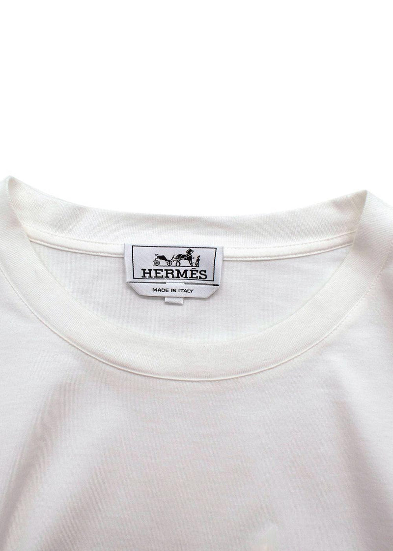 Hermes White Tonal Embossed T-Shirt