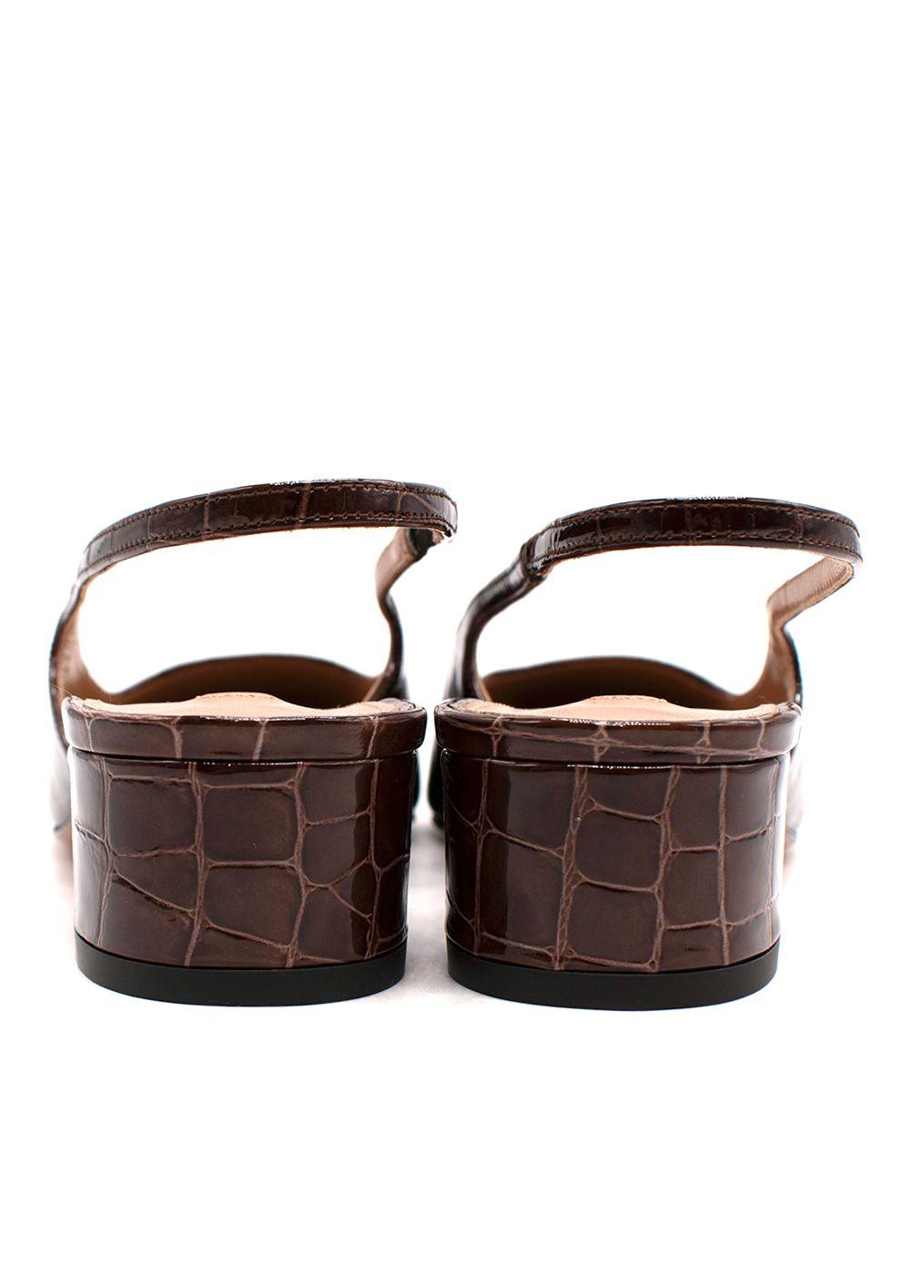 Aquazurra Ginza 35 Croc-Effect Slingback Pumps
