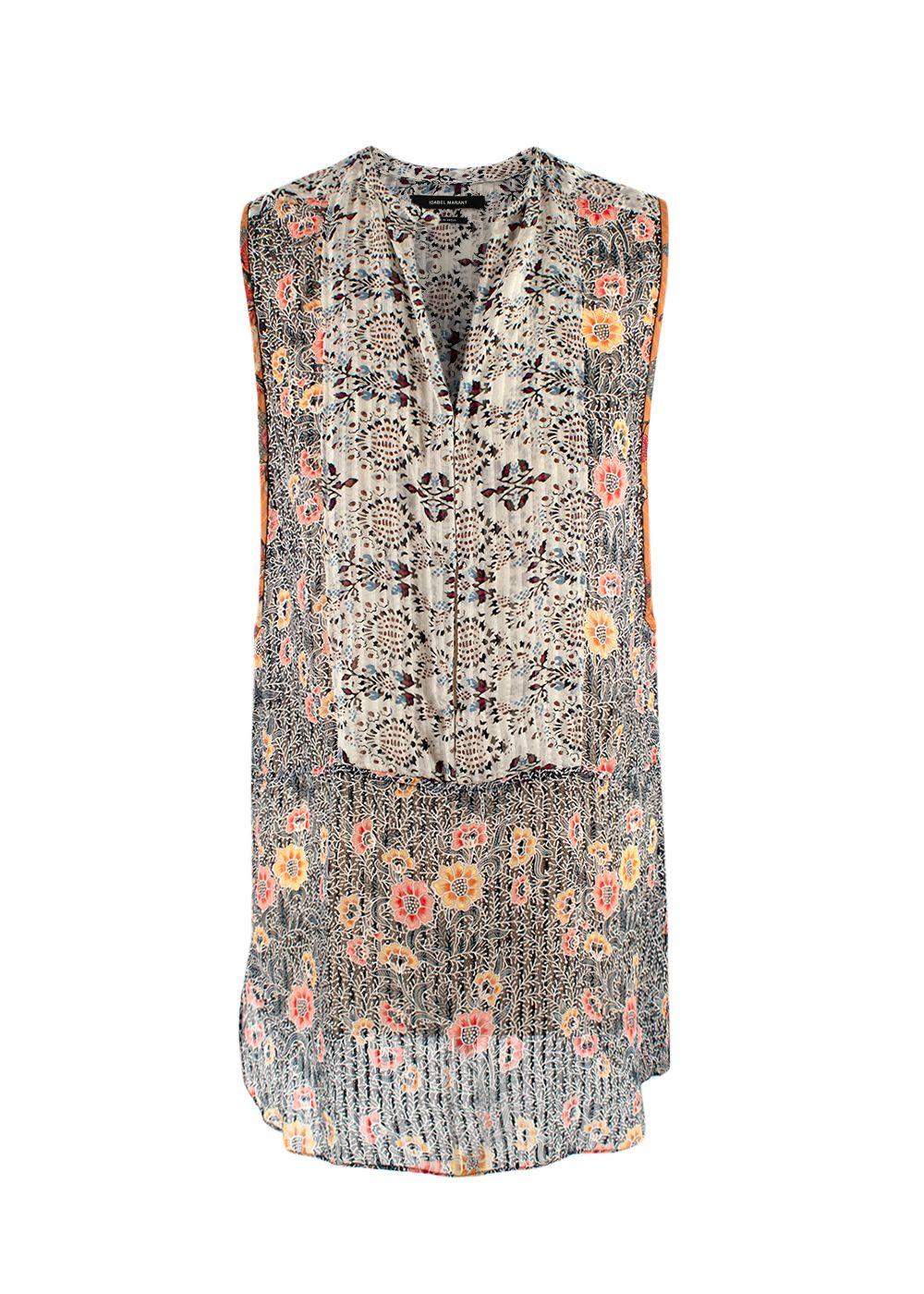 Isabel Marant Silk Floral Print Sleeveless Blouse