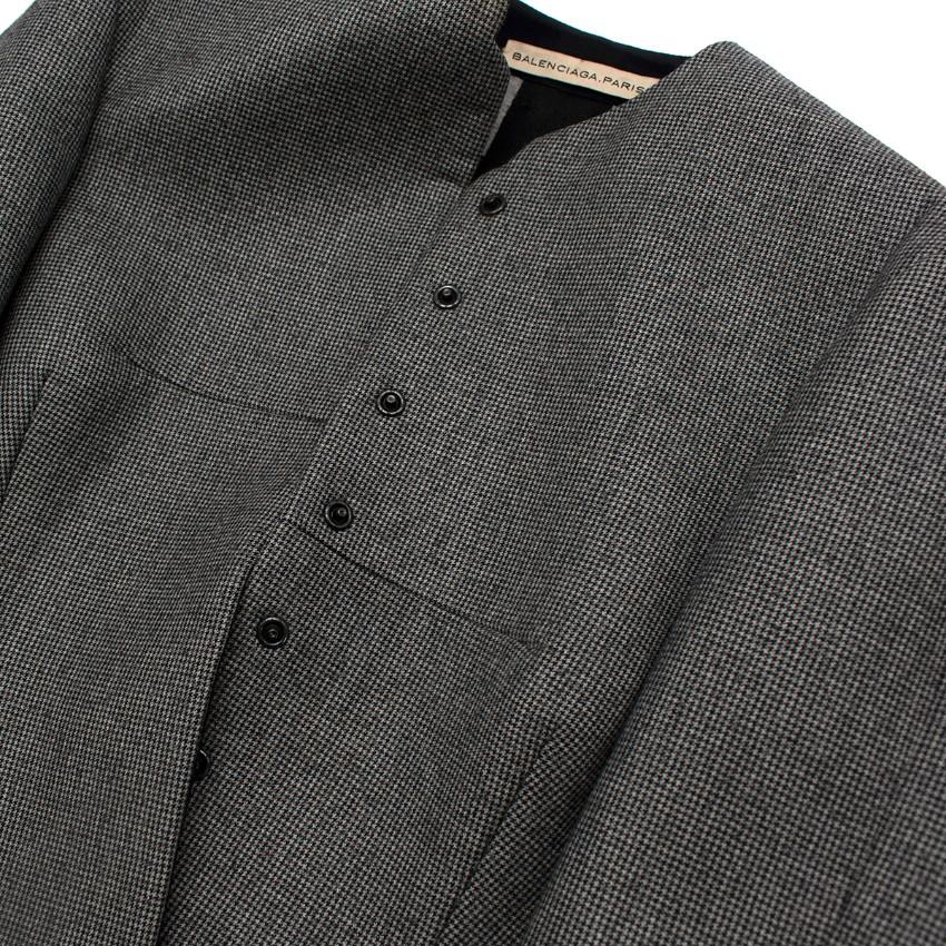 Balenciaga Wool Houndstooth Structured Crop Jacket