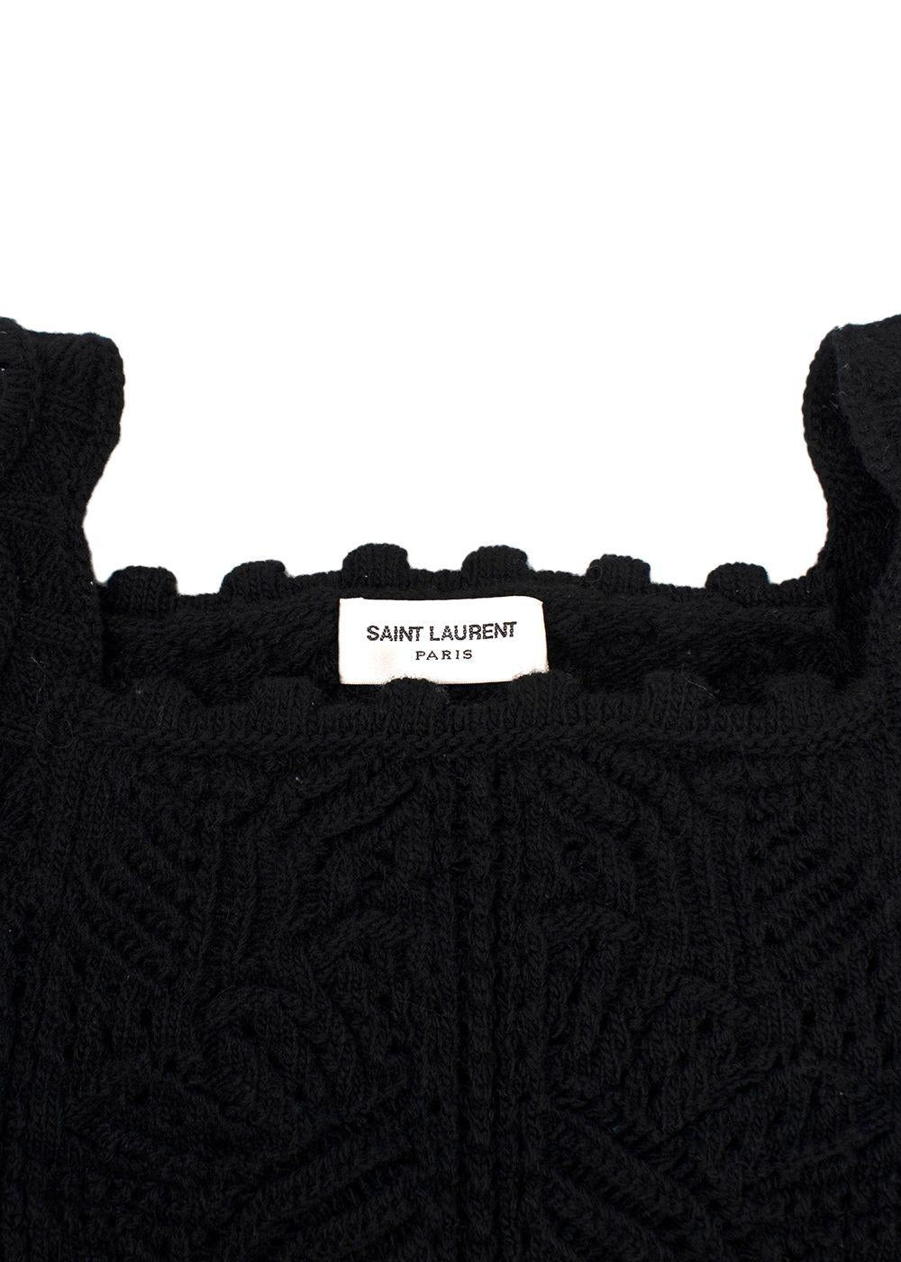 Saint Laurent Black Crochet Crop Top