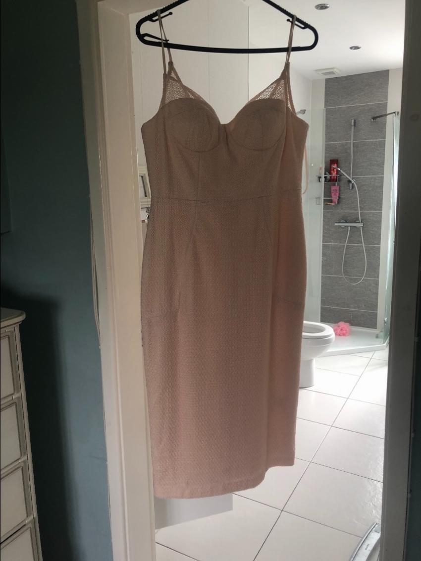 Rebecca Vallance Peach Crepe Midi Dress