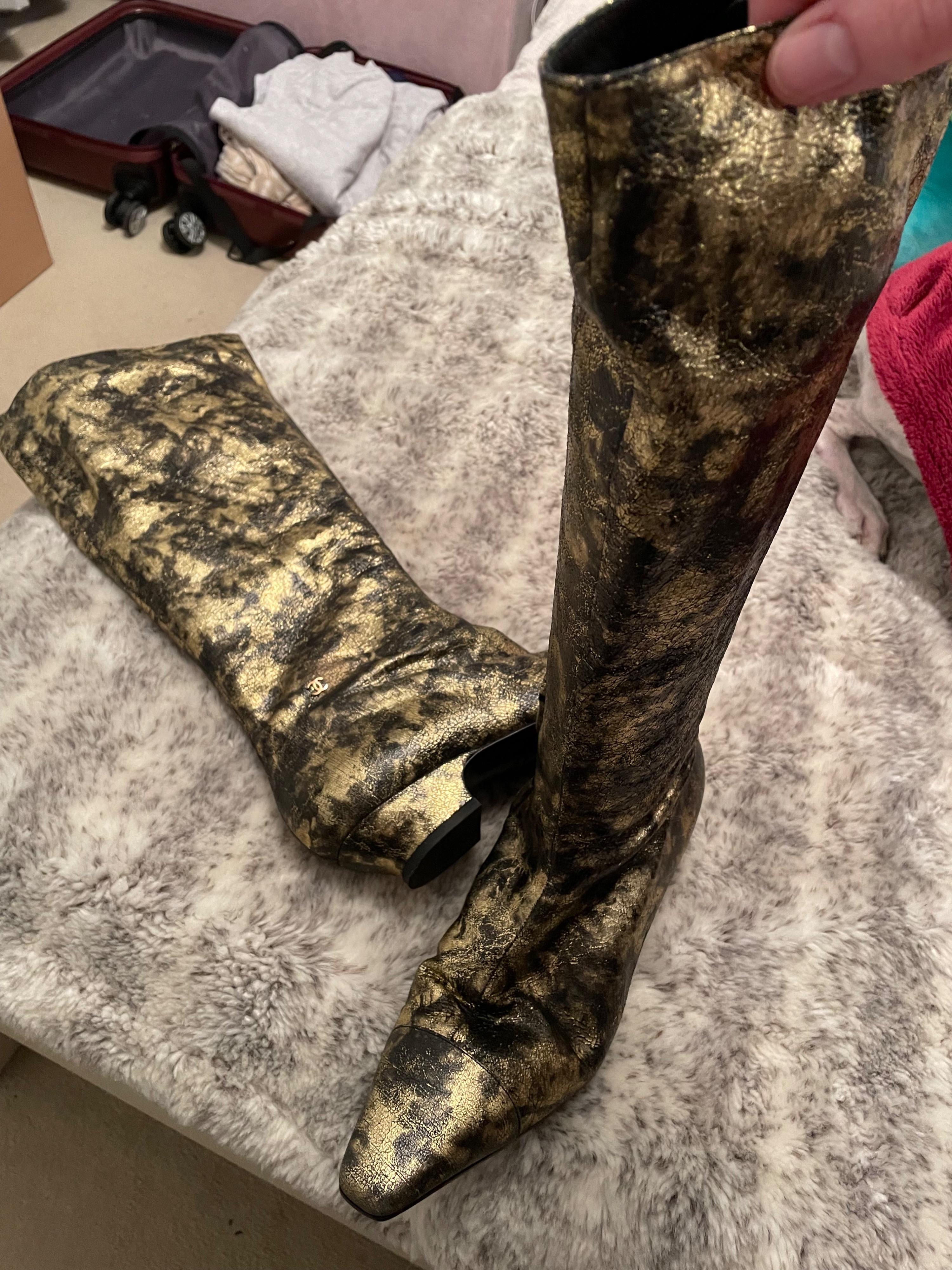 CC Gold Leather Riding Boots