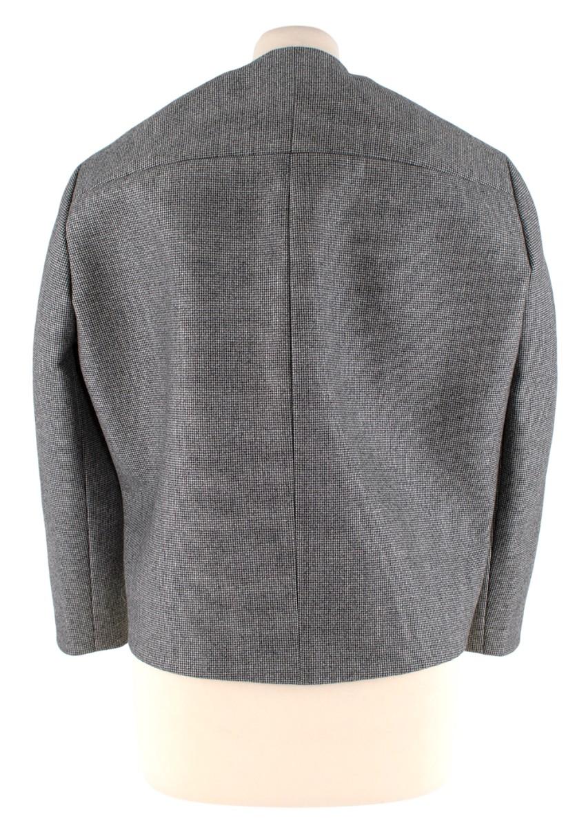 Balenciaga Wool Houndstooth Structured Crop Jacket