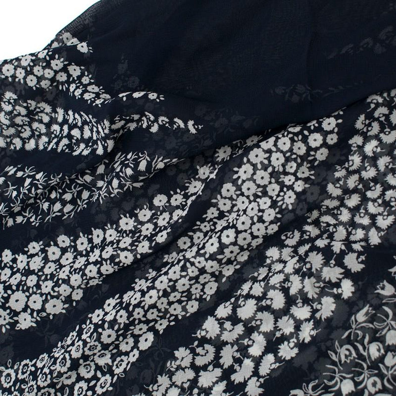 Bespoke Navy Floral Patter Shawl