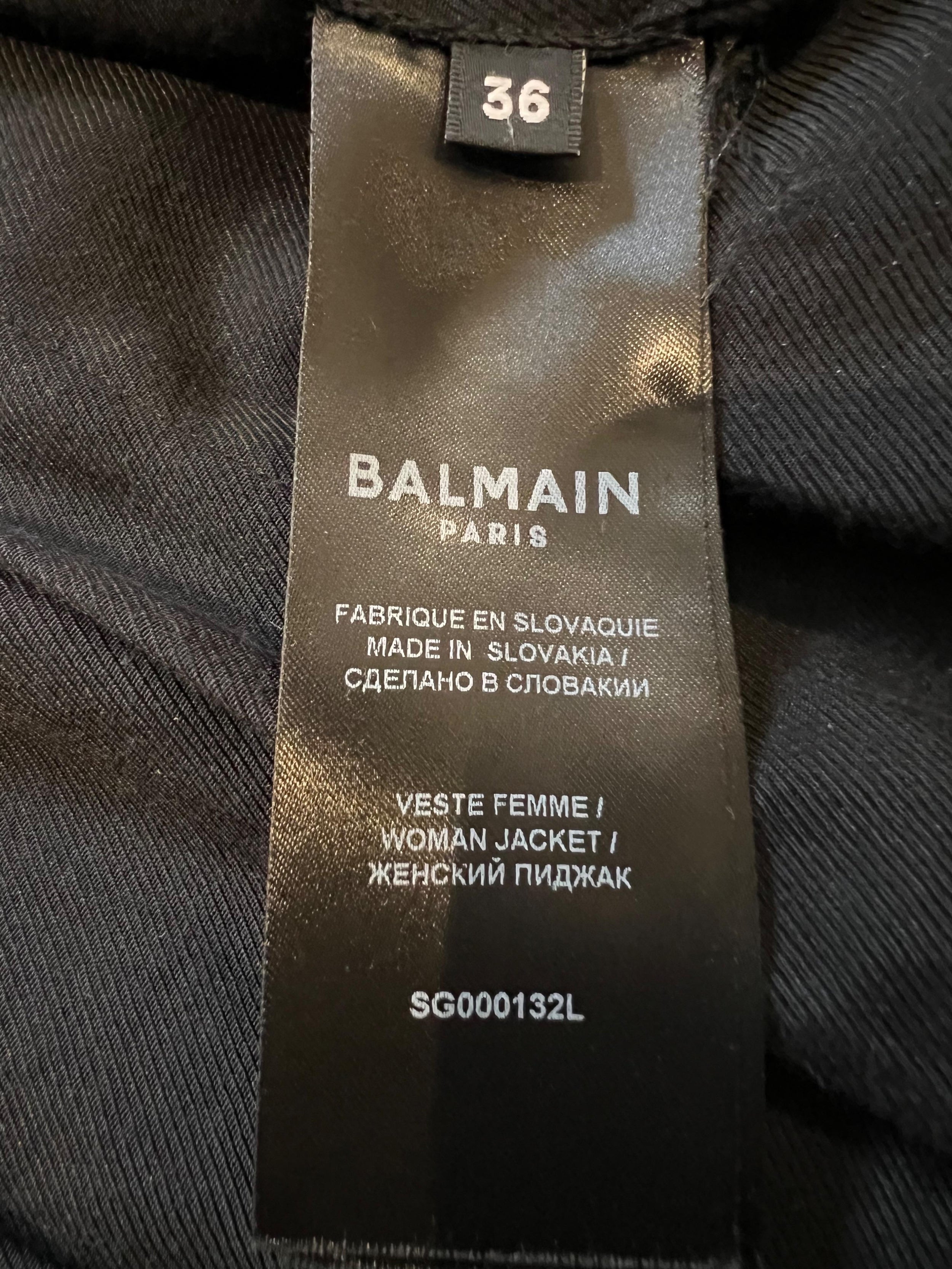 Balmain Black Double Breasted Blazer with Gold Button Detail