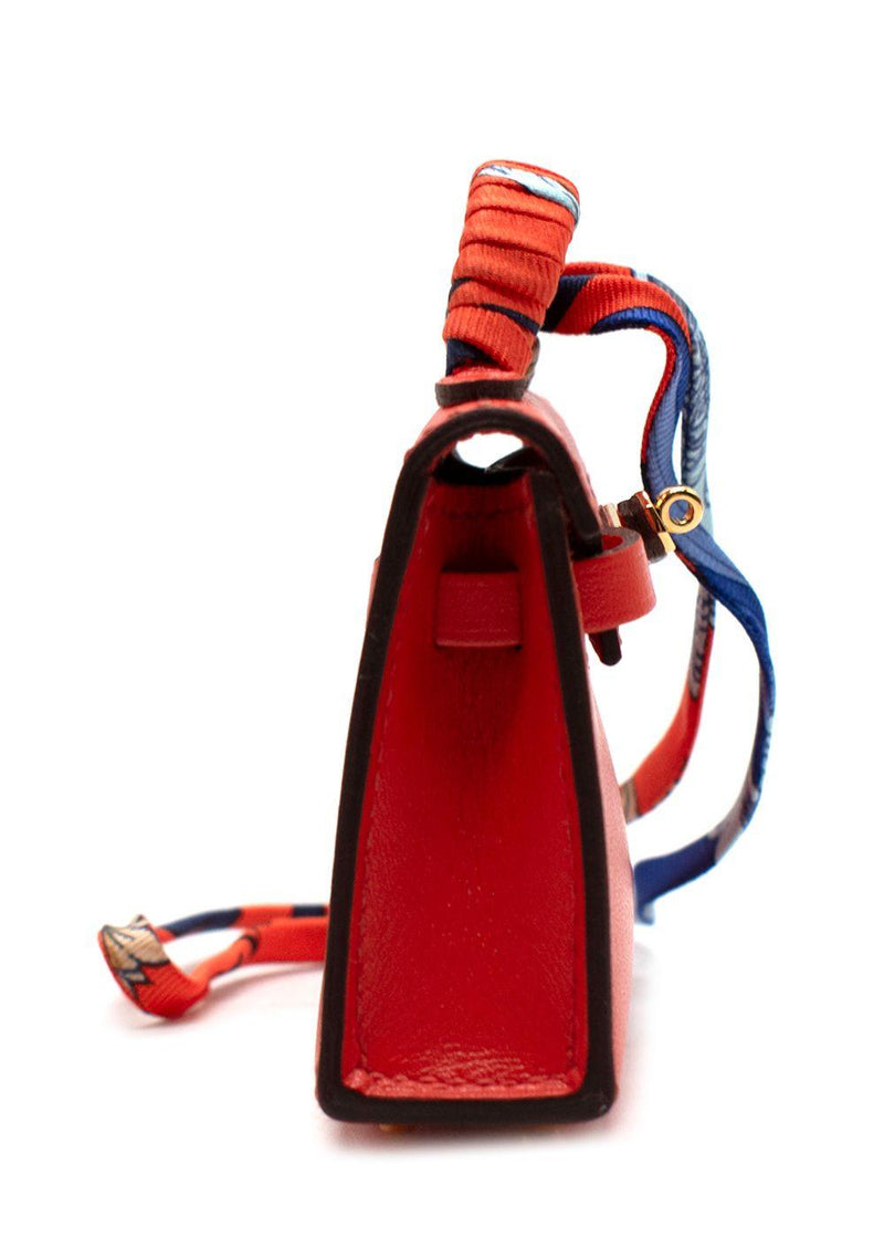 Hermes Sanguine Tadelakt Micro Mini Twilly Kelly Bag Charm
