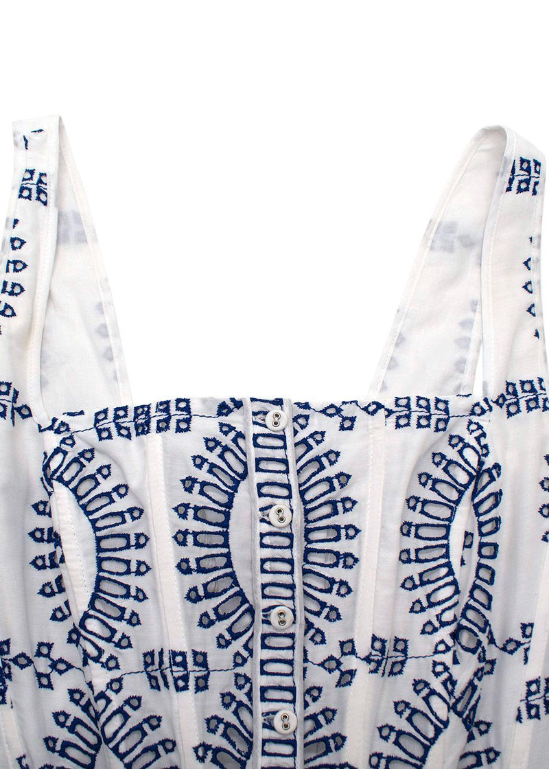 Charo Ruiz Nissy Blue and White Midi Dress