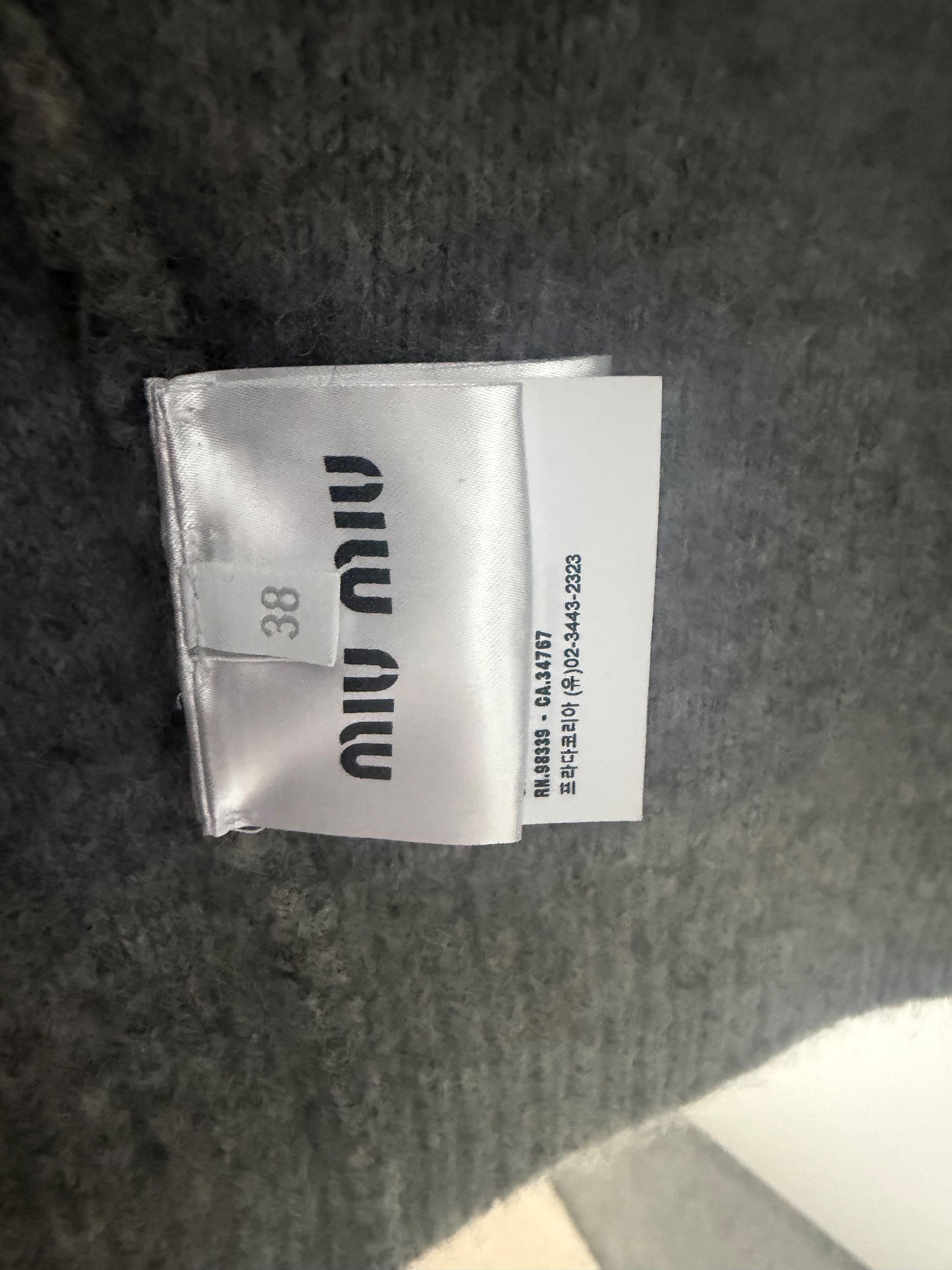 Miu Miu Grey Cashmere Blend Cardigan