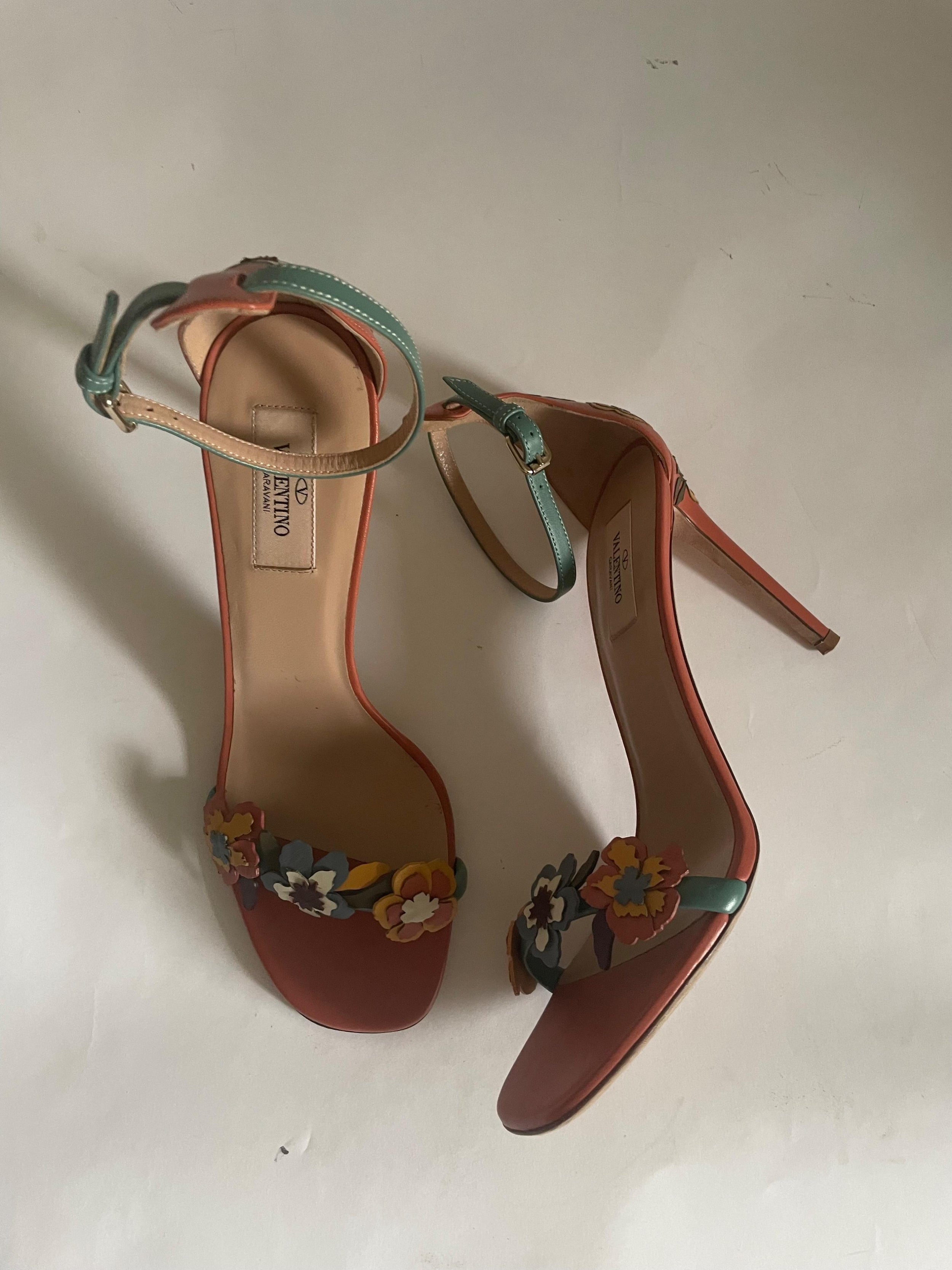 Floral Embellished Leather Sandals