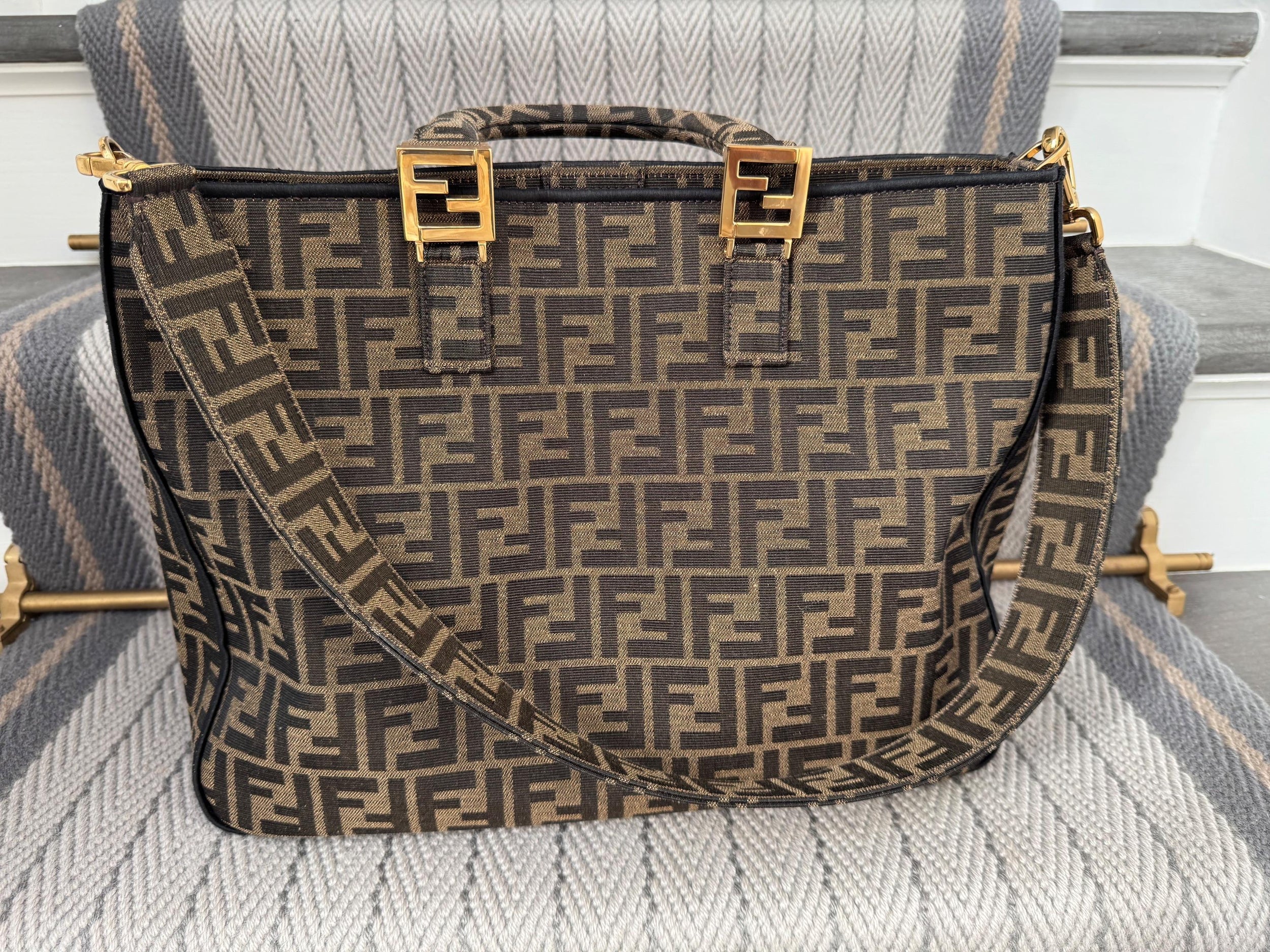 Fendi Exotic Flower Coated Canvas Shoulder Tote
