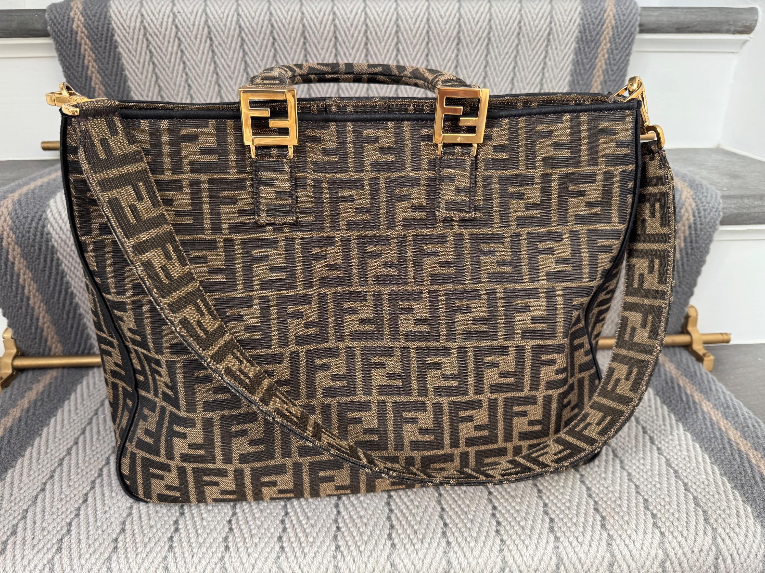 Fendi Exotic Flower Coated Canvas Shoulder Tote