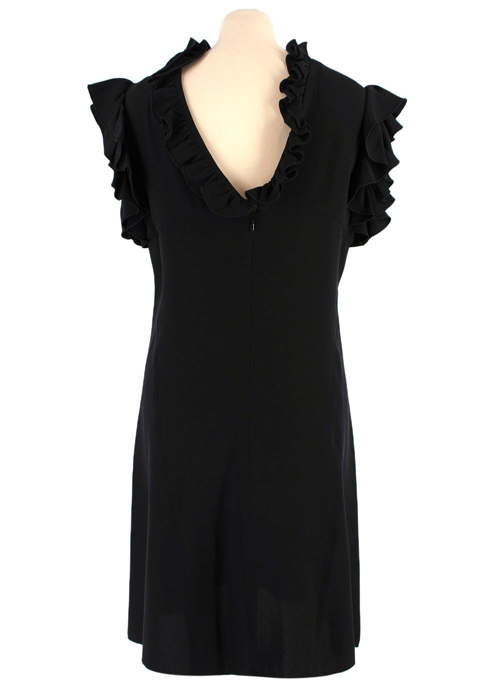 Balenciaga Black Ruffled Trimmed Mini Dress