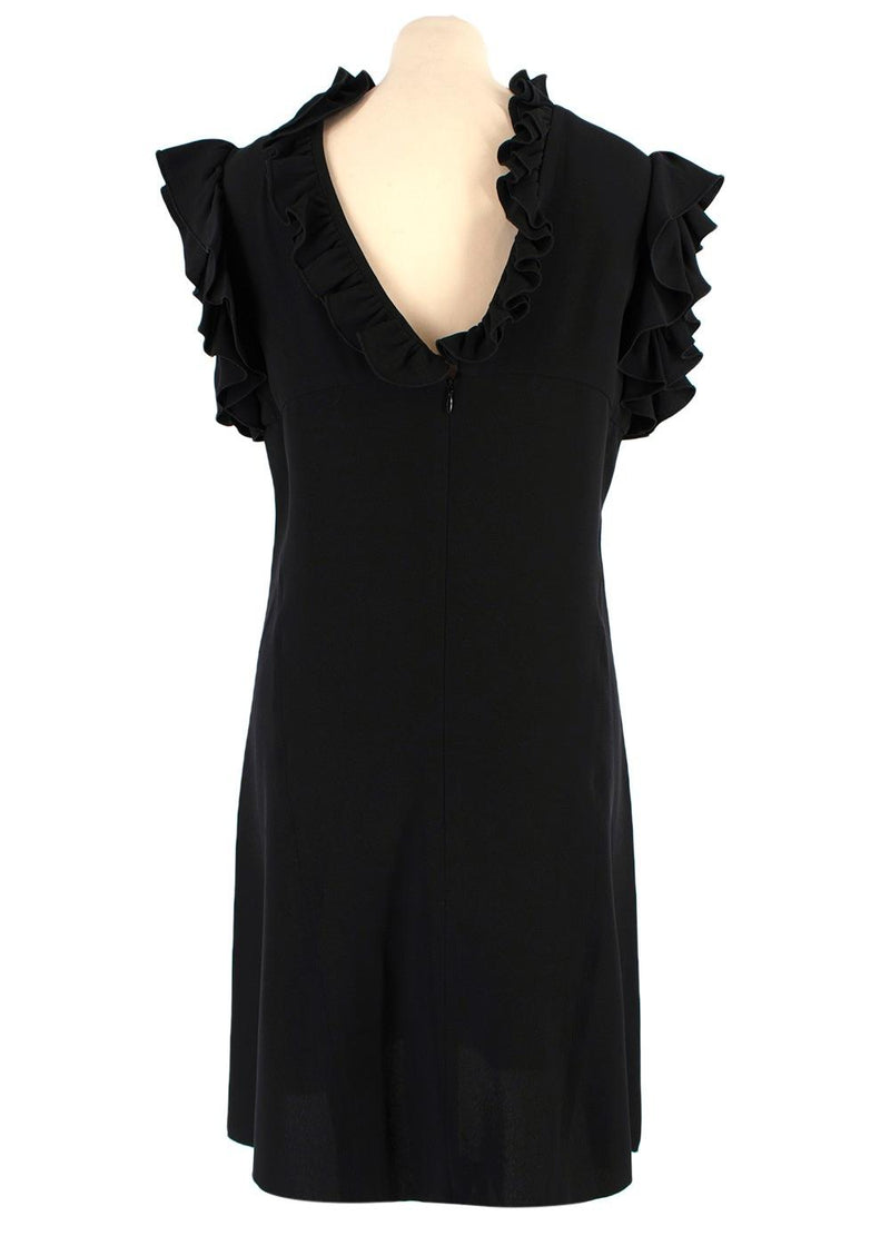 Balenciaga Black Ruffled Trimmed Mini Dress