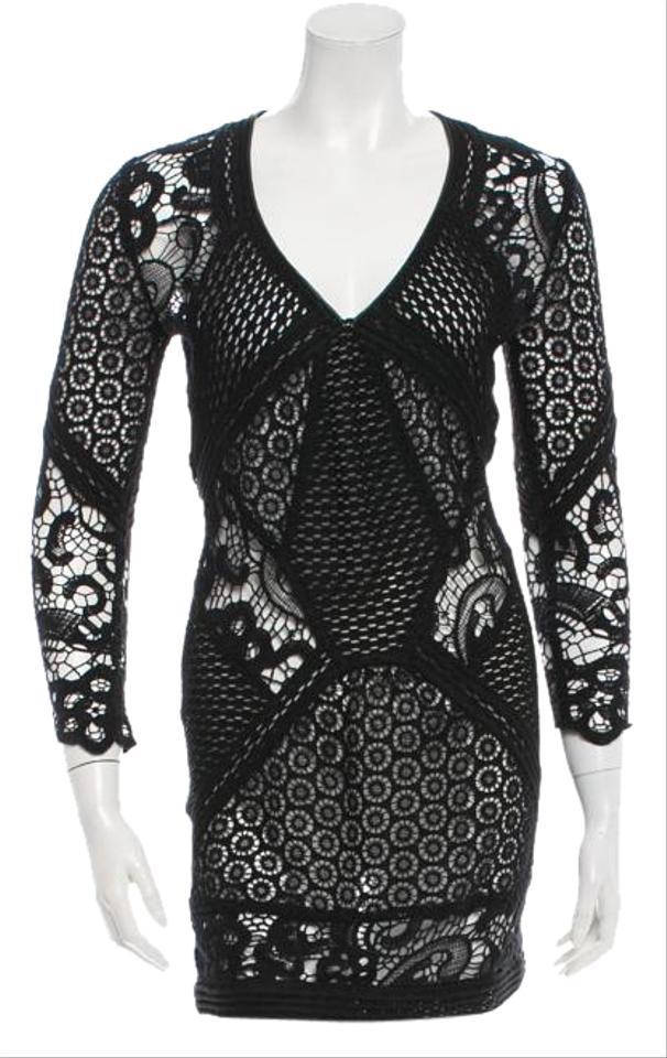 IRO black crochet rovea mini dress