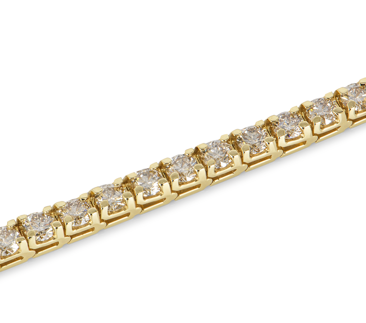 18ct yellow gold & white diamond line bracelet 10.8ct TWD