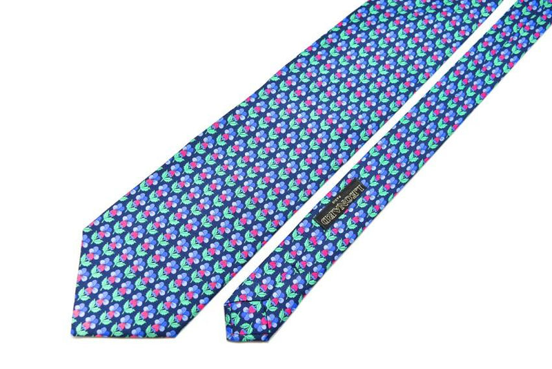 Leonard Paris Blue & Pink SIlk Printed Tie