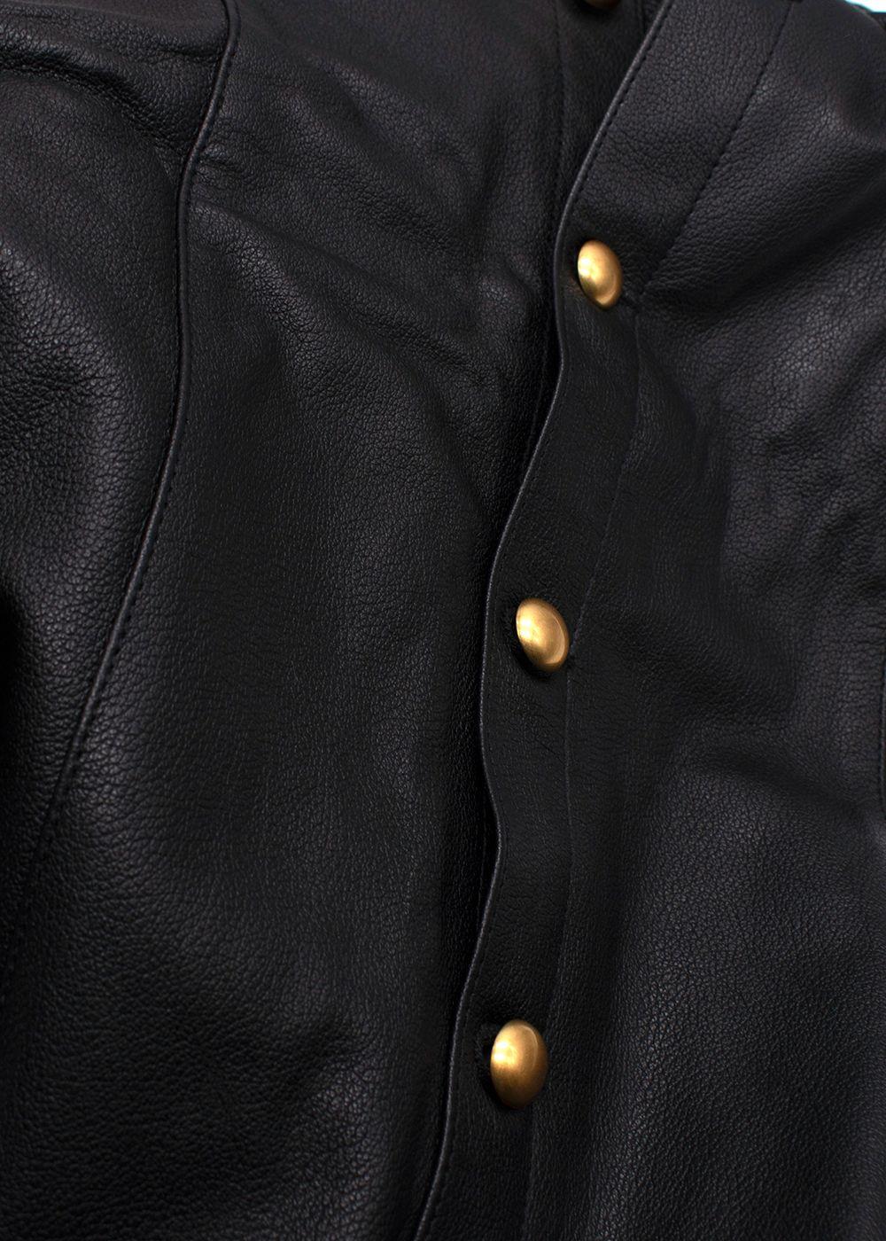DL 1916 Black Leather Obsidian Alma Midi Skirt