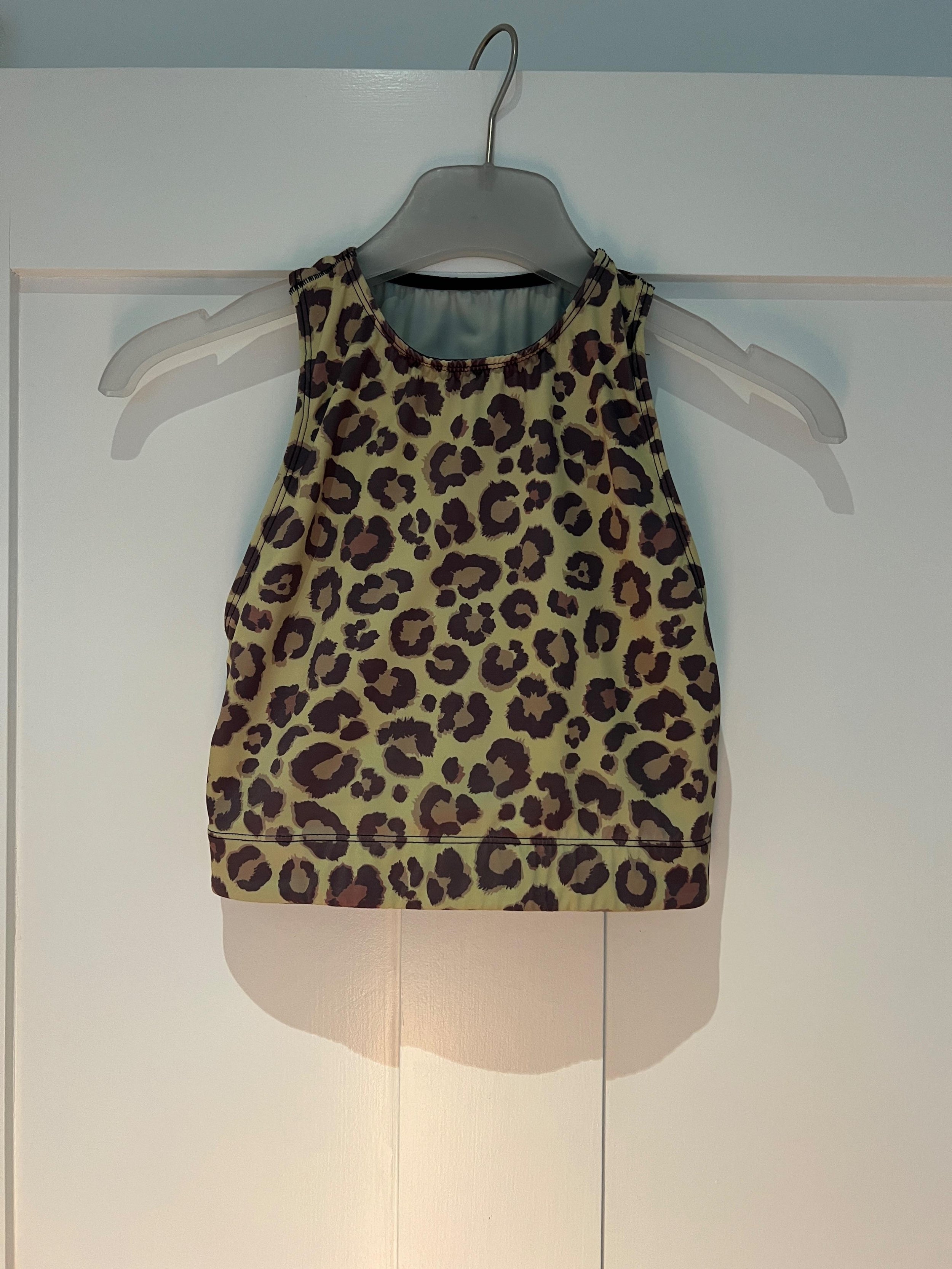Adam Selman Sport Racer cropped leopard-print stretch top