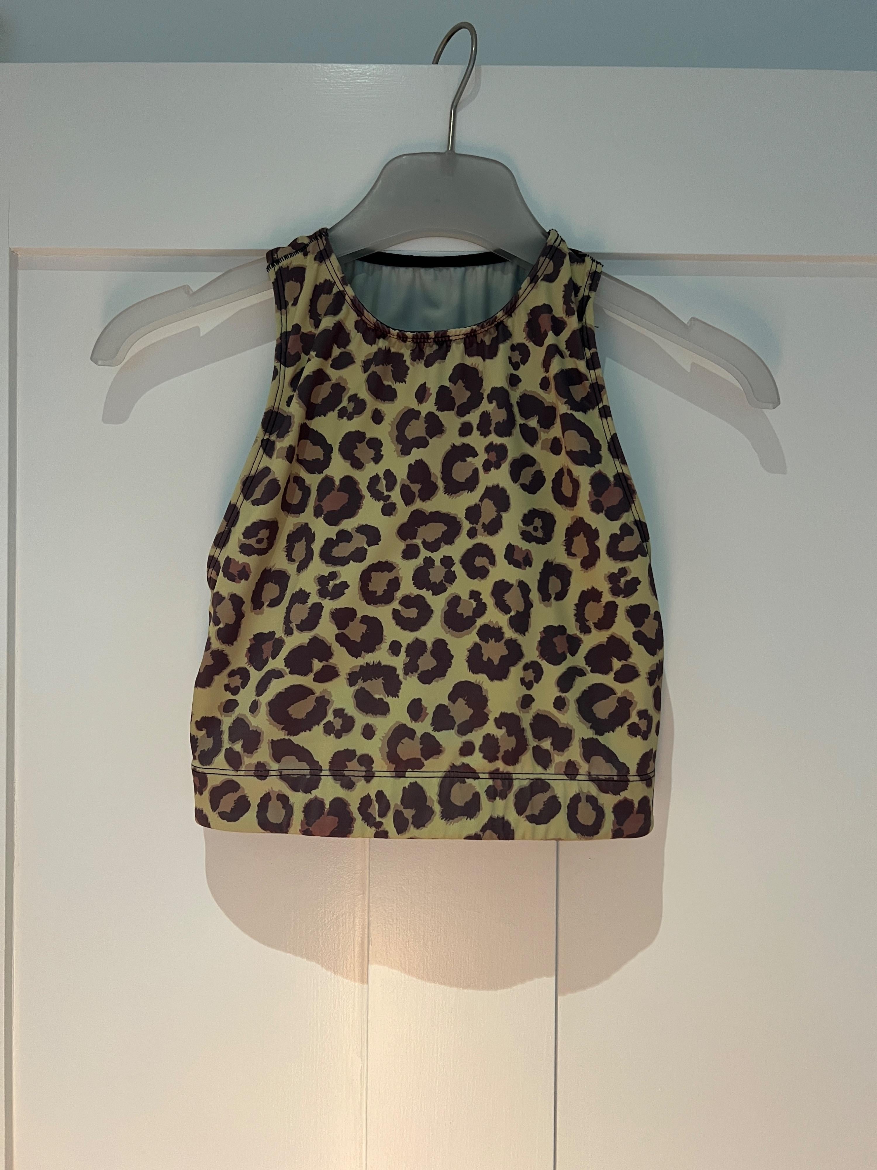 Adam Selman Sport Racer cropped leopard-print stretch top
