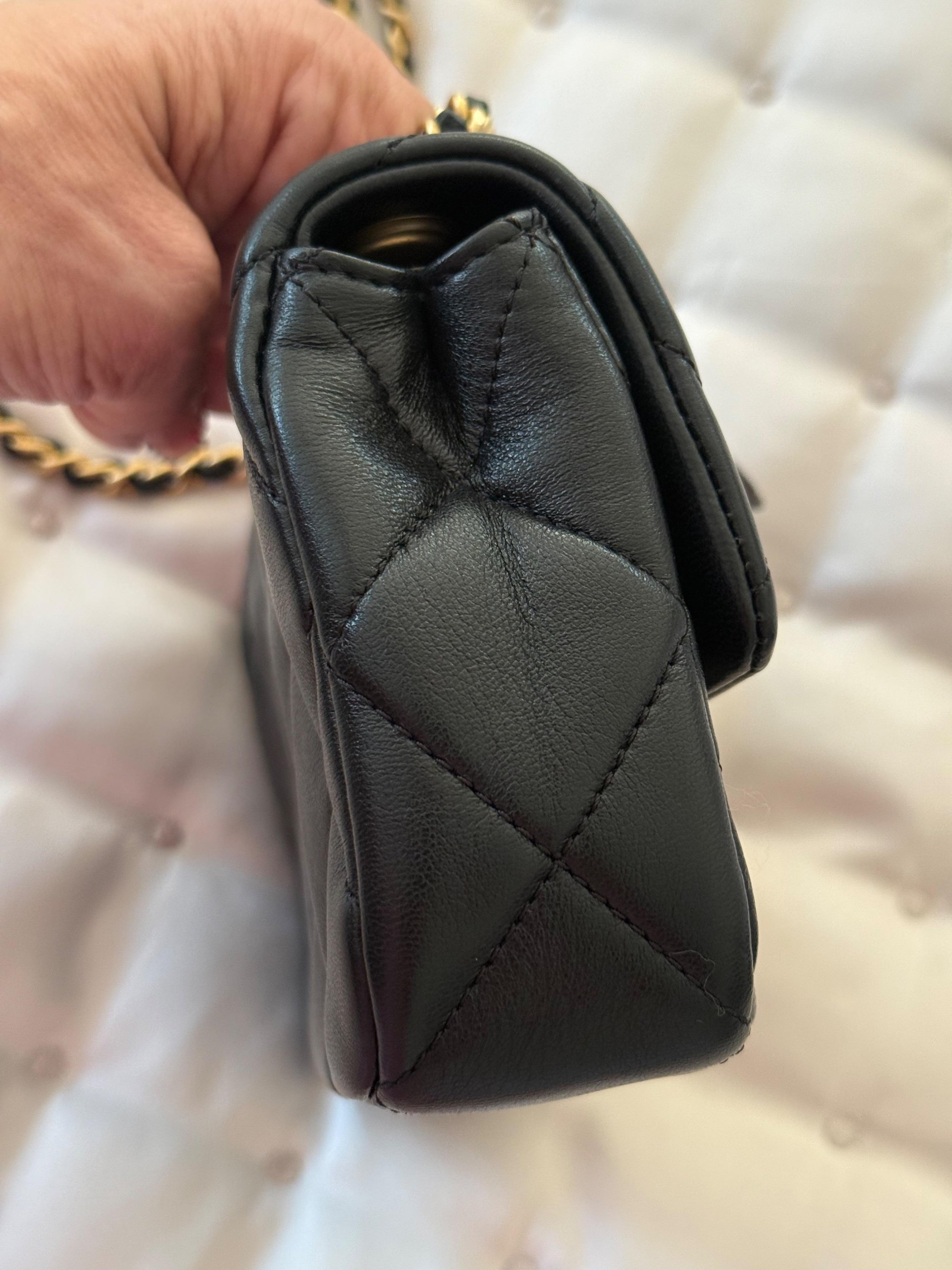 Chanel Black Lambskin ‘Pearl Crush’ Classic