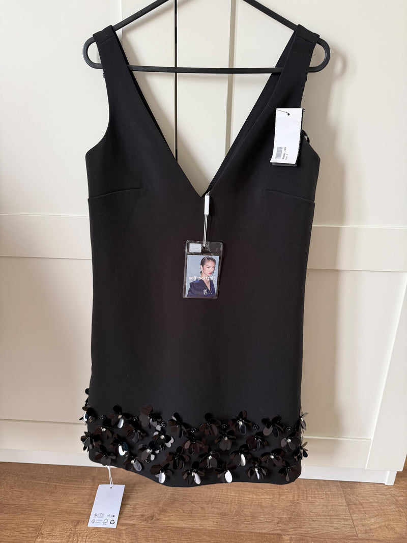 Self Portrait Sequin Embellished Black Mini Dress