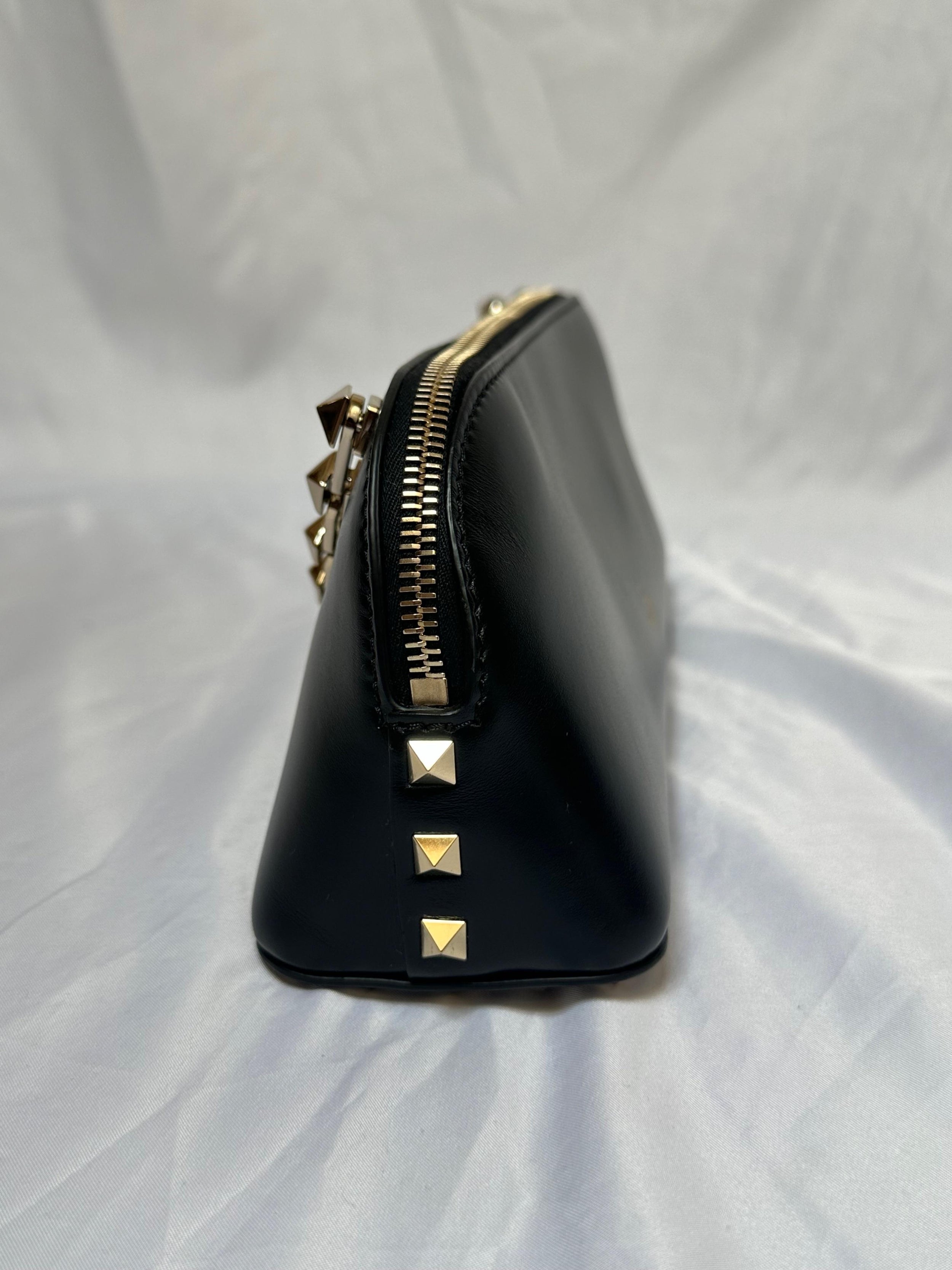 Valentino Black Leather Rockstud Shoulder Bag