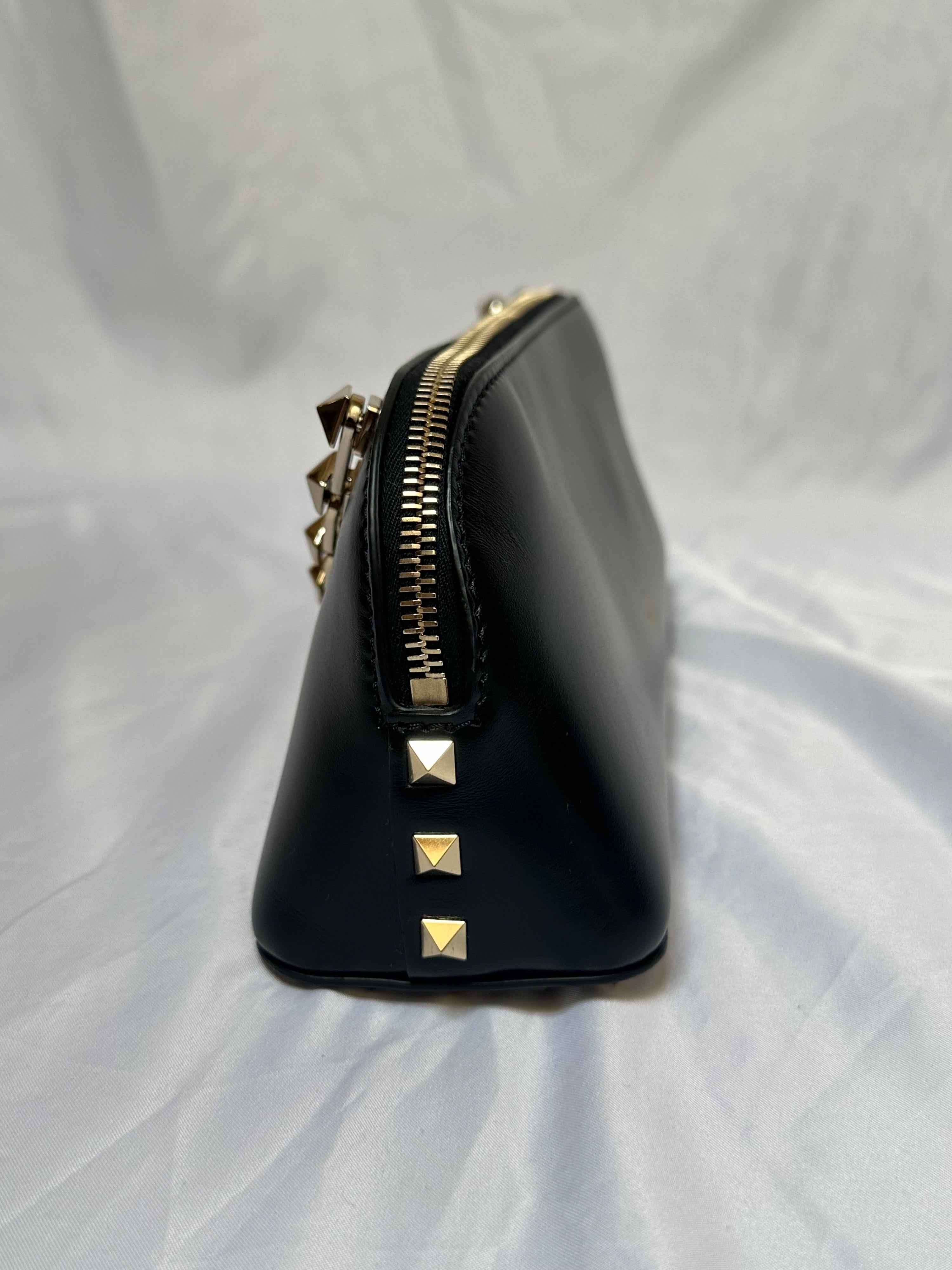 Valentino Black Leather Rockstud Shoulder Bag