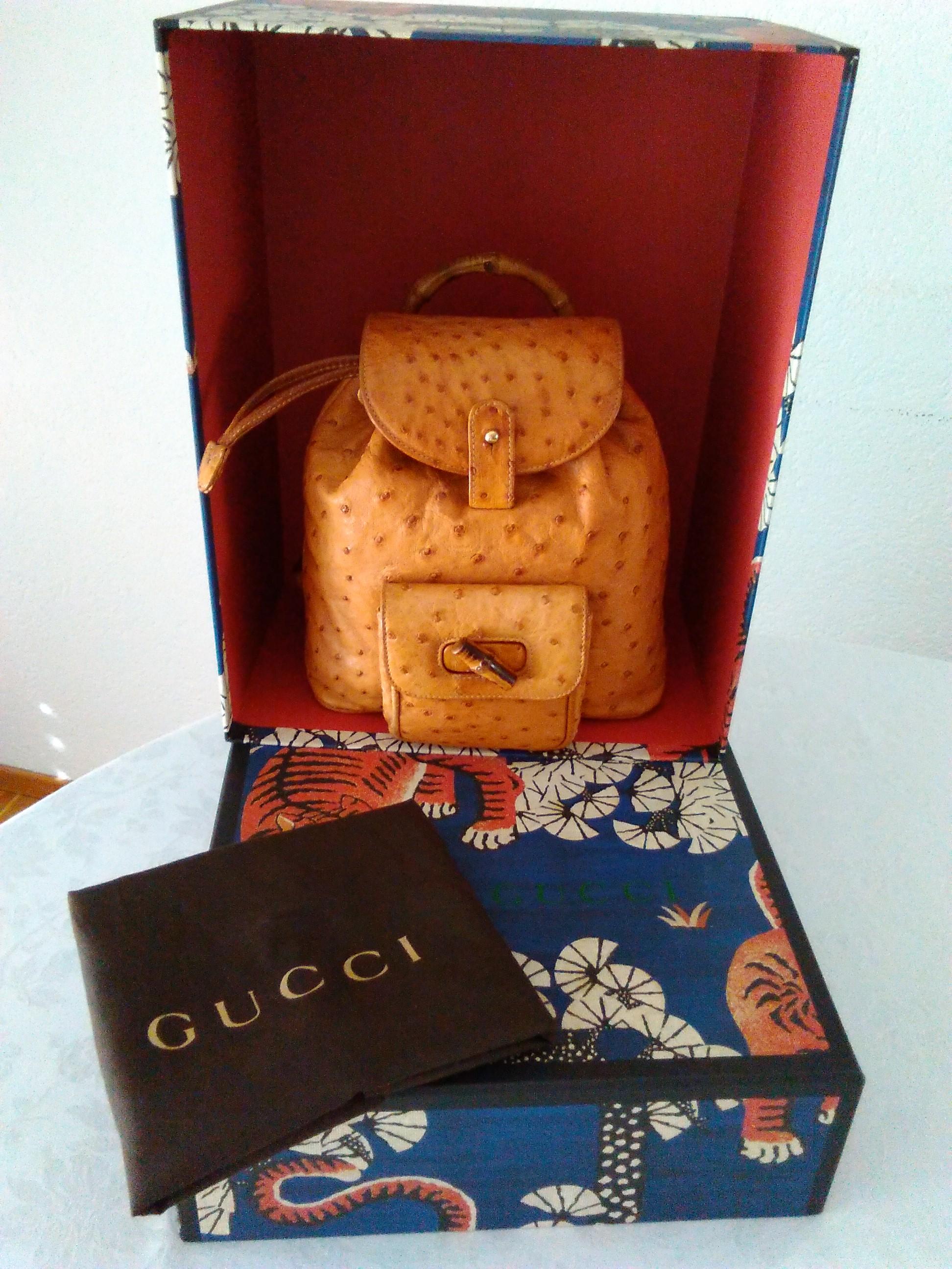 GUCCI  Bamboo mini ostrich backpack