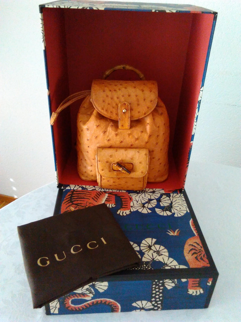 GUCCI  Bamboo mini ostrich backpack