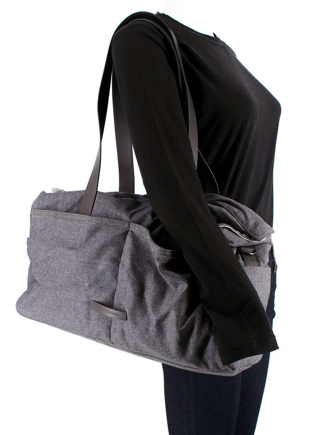 Brunello Cucinelli Grey Fabric Duffle Bag