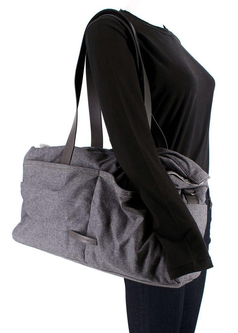 Brunello Cucinelli Grey Fabric Duffle Bag