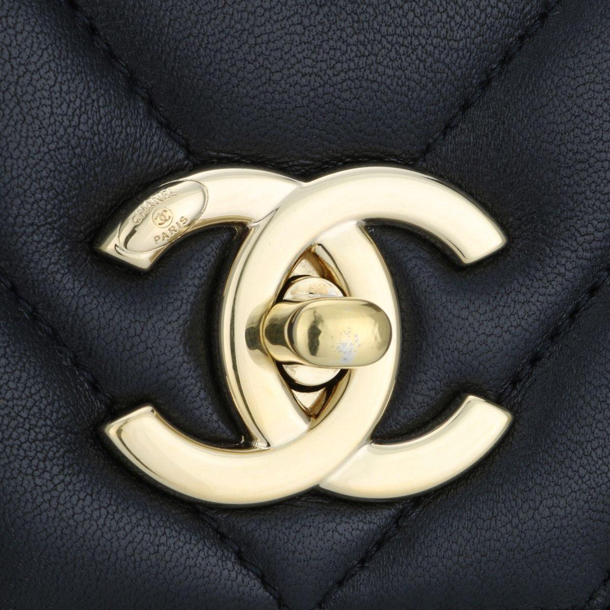 Chanel Black Chevron Small Trendy CC Top Handle Bag