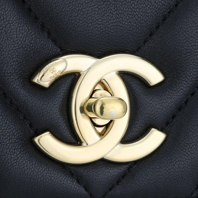 Chanel Black Chevron Small Trendy CC Top Handle Bag
