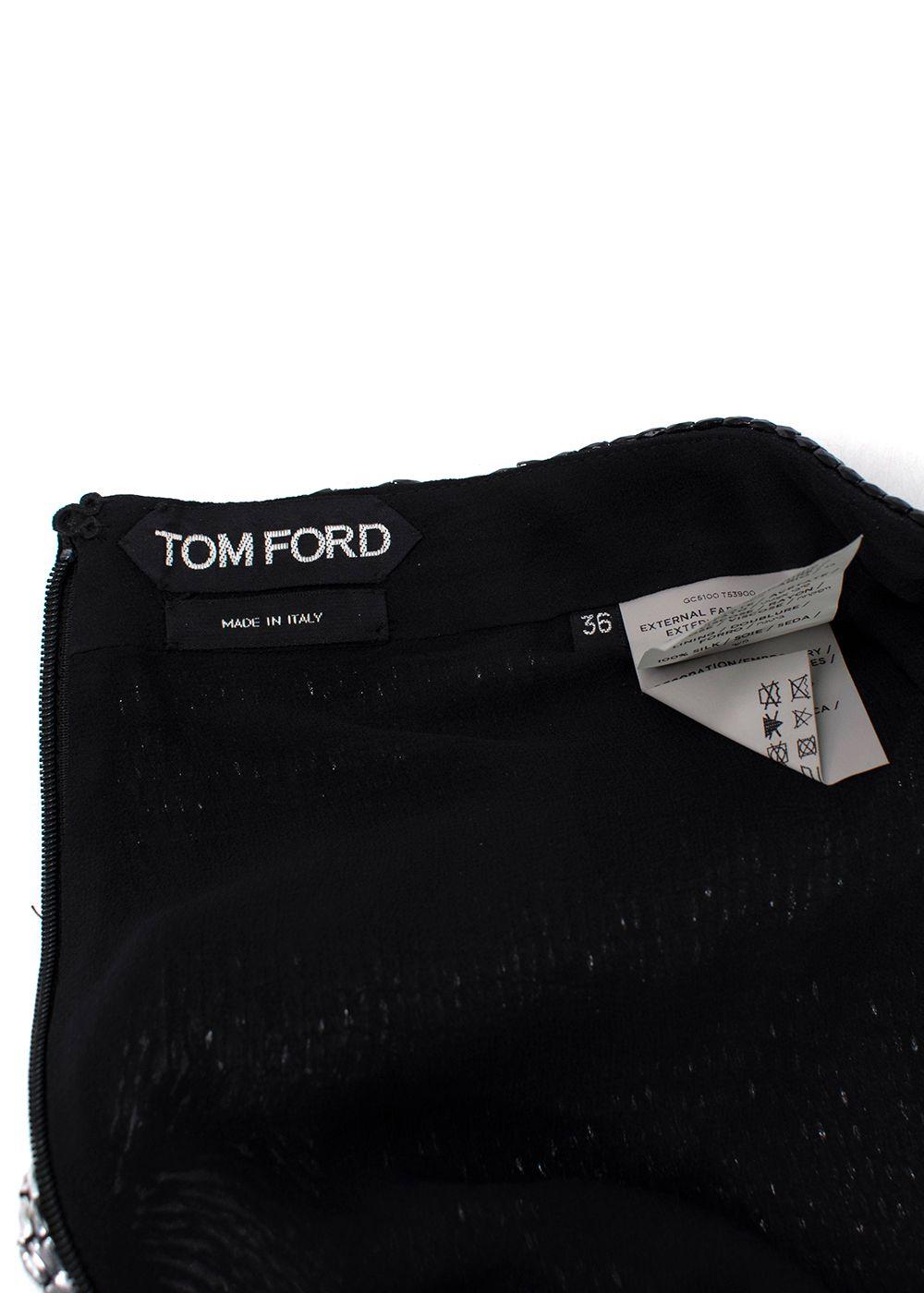 Tom Ford Silver Silk Beaded Mini Skirt