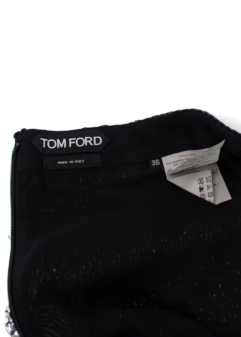 Tom Ford Silver Silk Beaded Mini Skirt