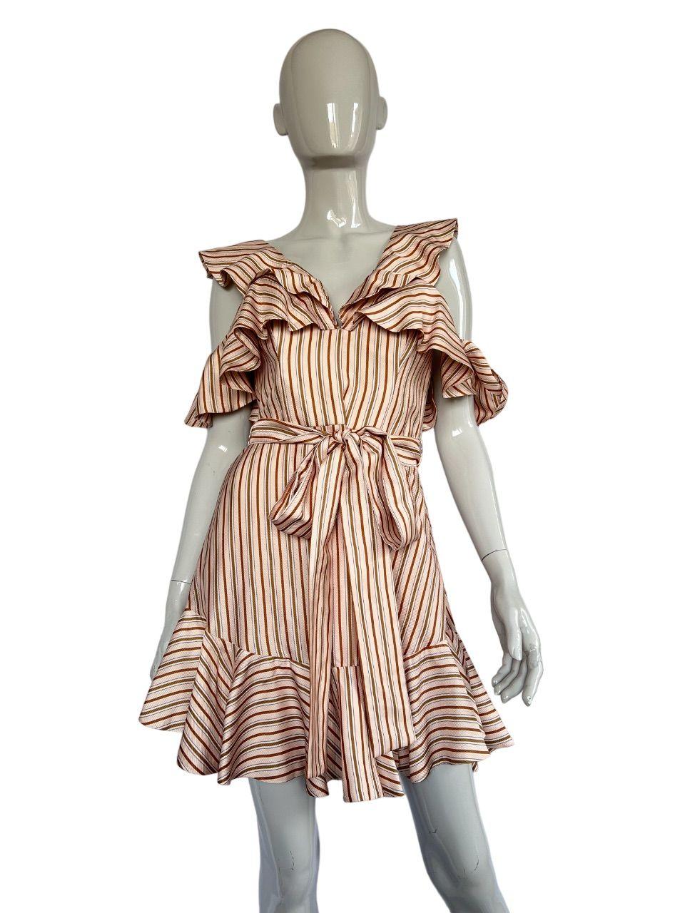 Zimmermann Orange Striped Silk Blend Mini Dress