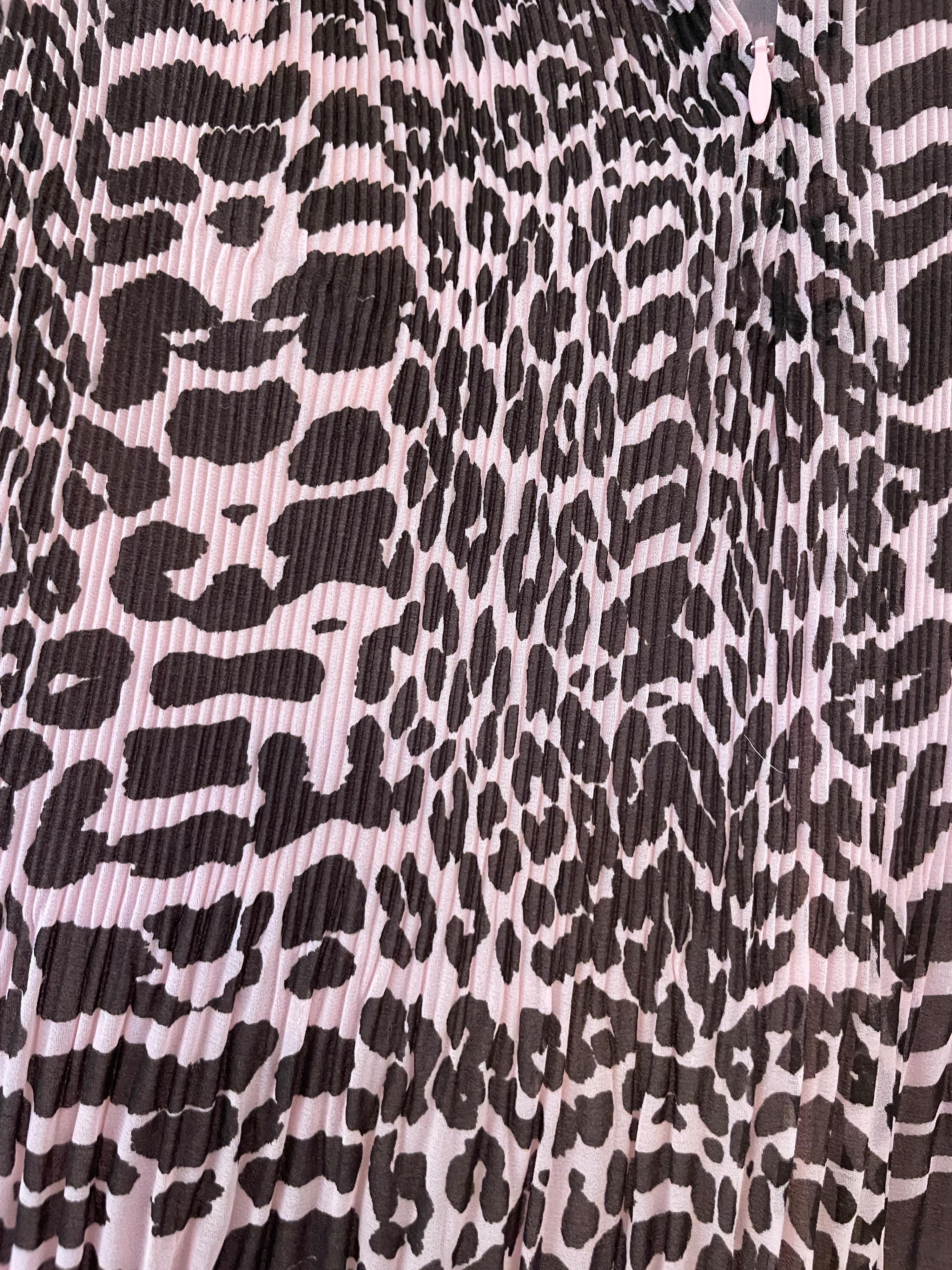 Pink Leopard Printed Georgette Mini Dress