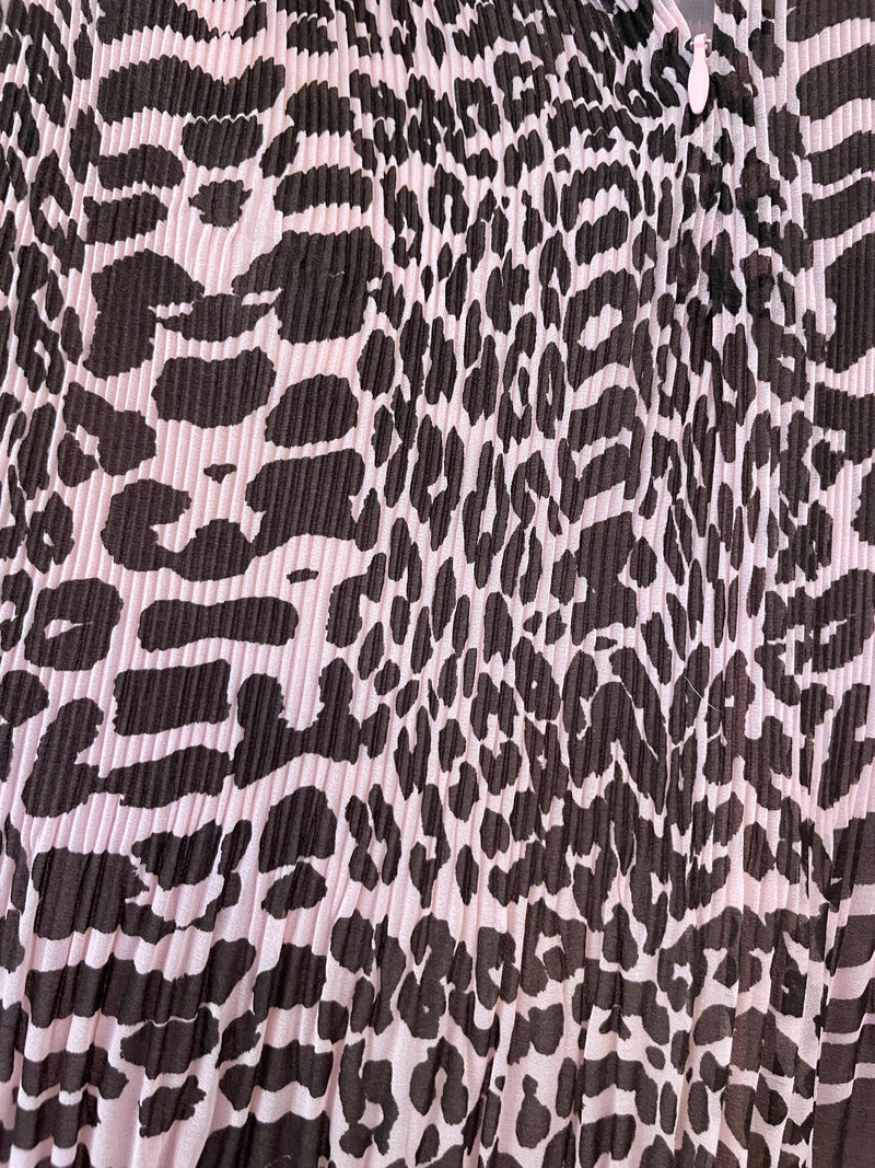 Pink Leopard Printed Georgette Mini Dress