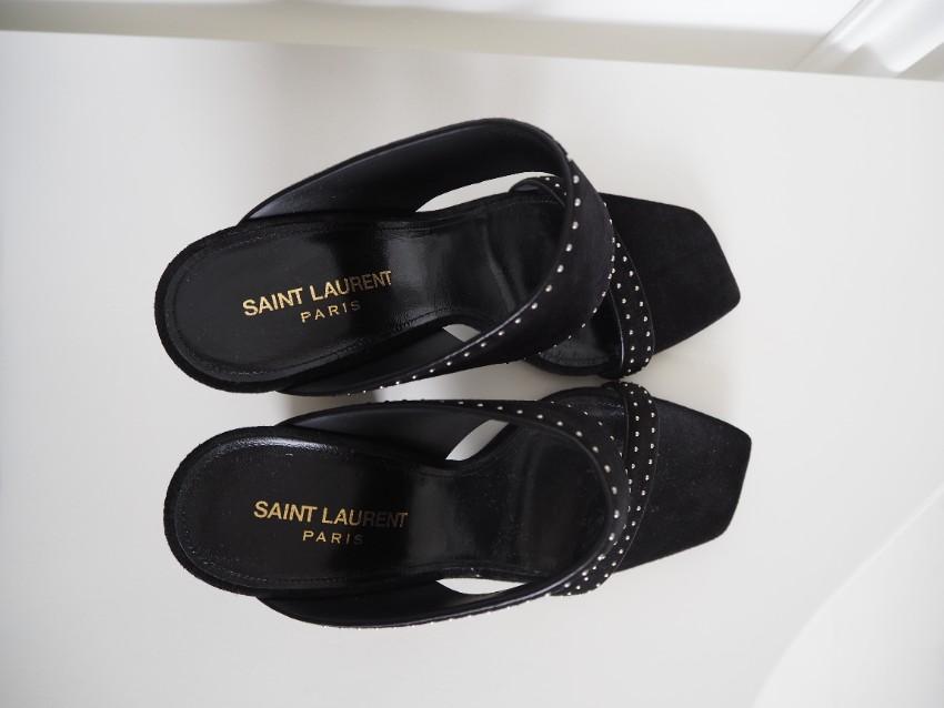 Saint Laurent Micro Studded Oak Mules