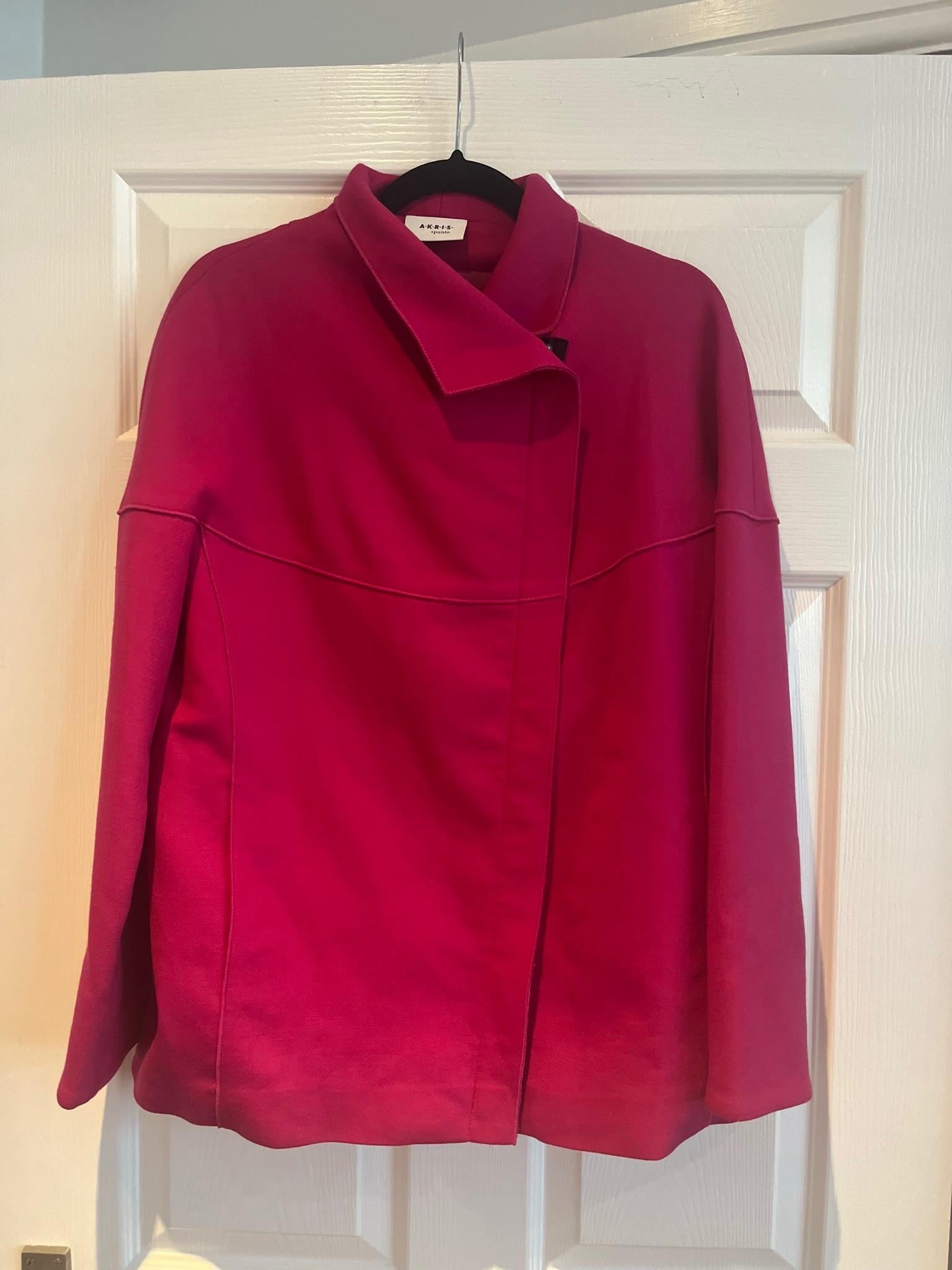 Punto Pink Wool Asymmetric Zip Jacket