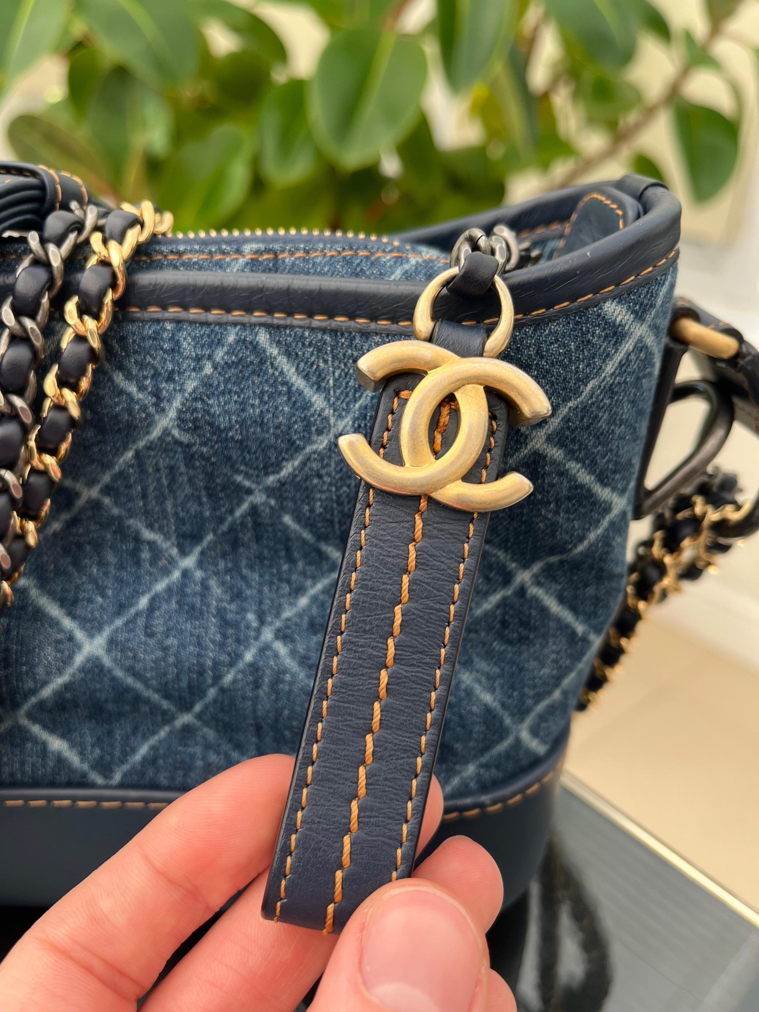 Chanel Small Denim and Calfskin Gabrielle Hobo