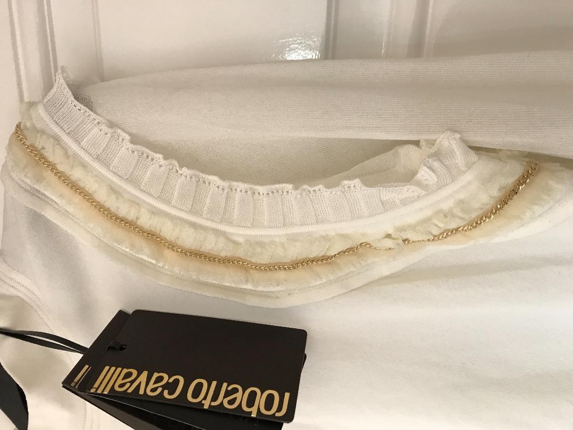 Roberto Cavalli Ruffle Gold Chain Jumper