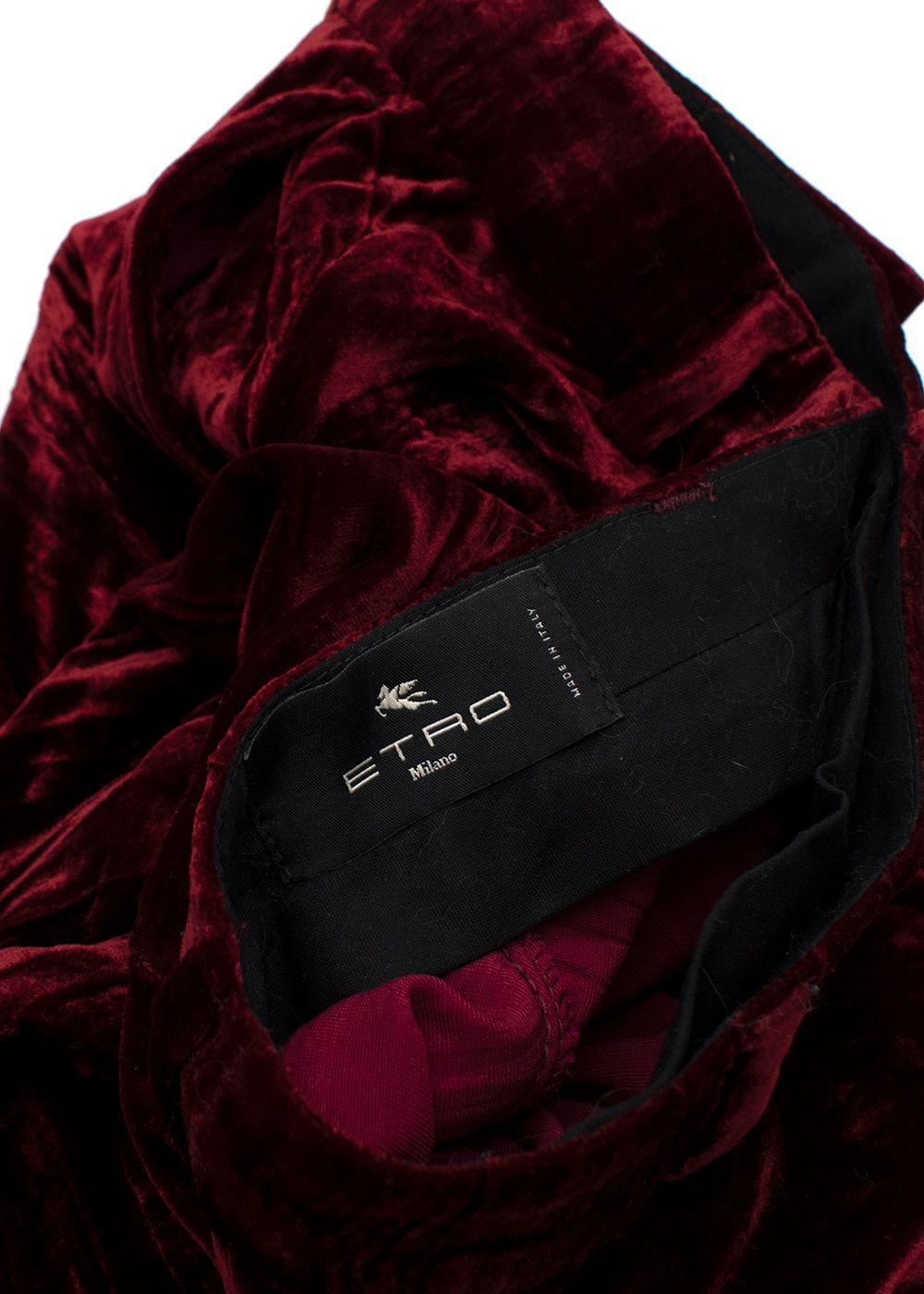 Etro Red Crushed Velvet Trousers