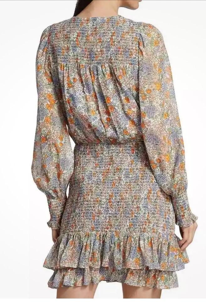 Veronica Beard Floral Saera Smocked Mini Dress