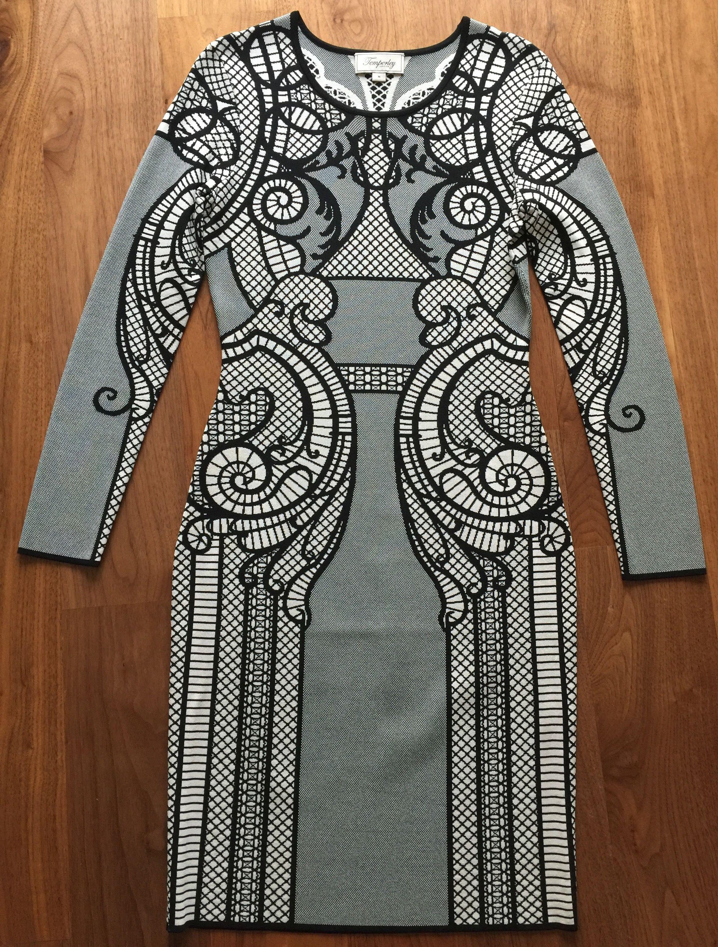 Black & White Printed Jacquard Dress