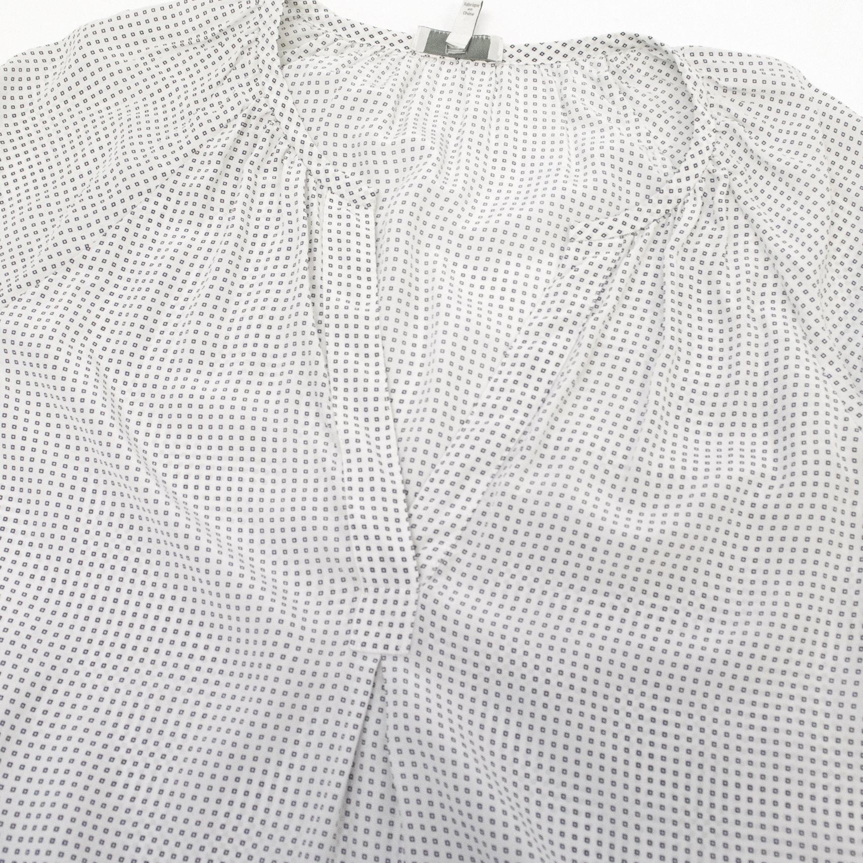 Joie Off-White Silk Blouse with Blue Square Print