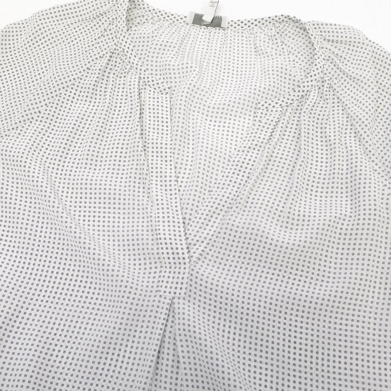Joie Off-White Silk Blouse with Blue Square Print